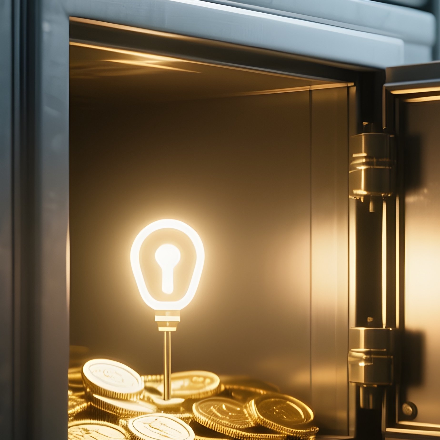 Safe Deposit Box: A Wall Of Steel Safe Deposit Boxes, With One Box Open Revealing A Single Glowing Light, Symbolizing Secrets And Assets. - Full Resolution Quality Preview