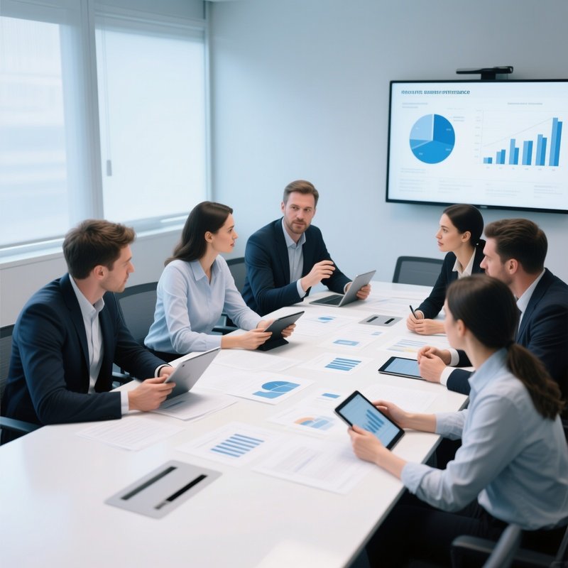 Sales Team Reviewing Results Meeting Room