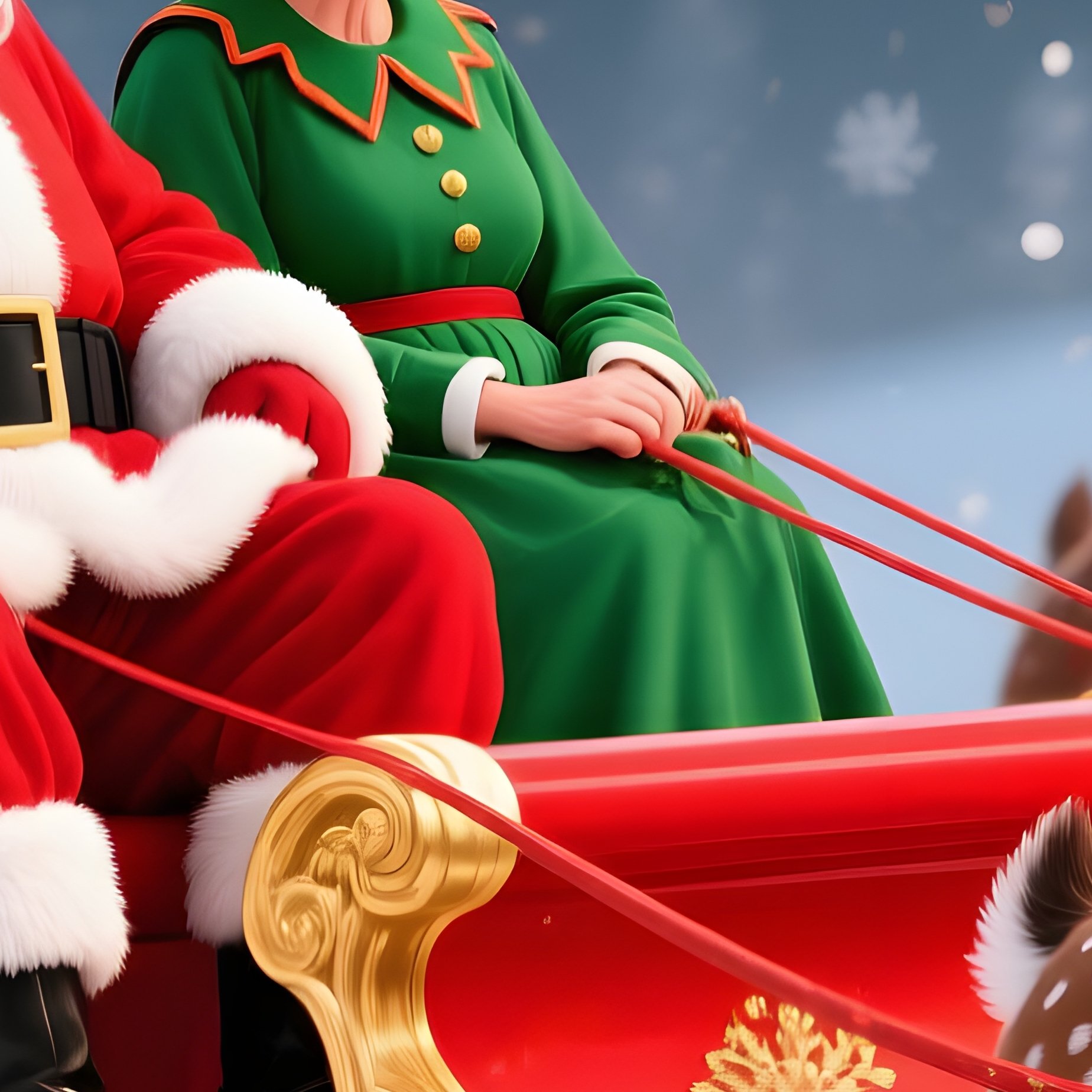 Santa Claus In A Sleigh Pulled By Reindeer Christmas Santa Claus - Full Resolution Quality Preview