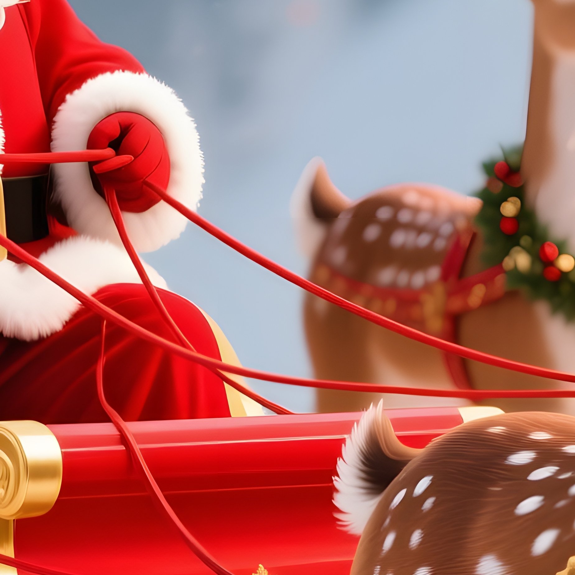 Santa Claus In A Sleigh Pulled By Reindeer Christmas Santa Claus - Full Resolution Quality Preview