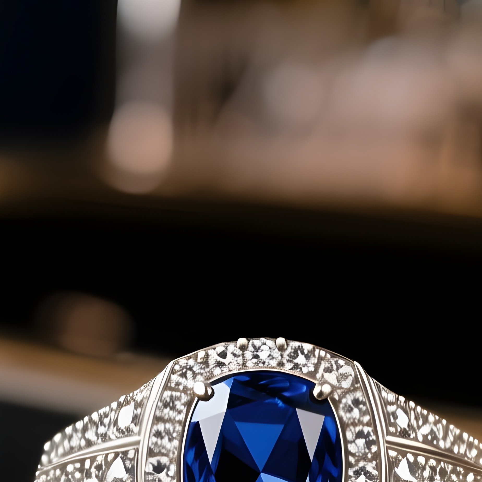 Sapphire Art Deco Ring On 1930S Bar Counter - Full Resolution Quality Preview