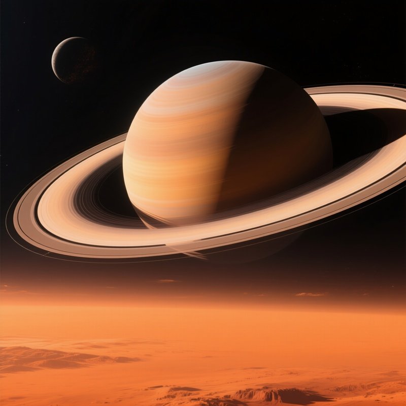 Saturn Viewed From Titan Surface