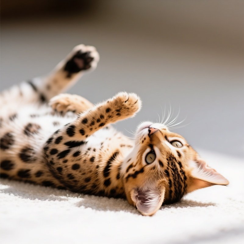 Savannah Cat Head Upside Down Laying Back