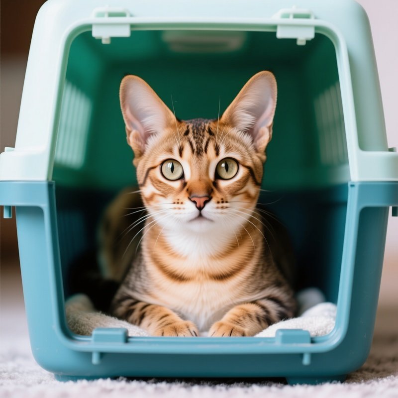 Savannah Cat In Small Container