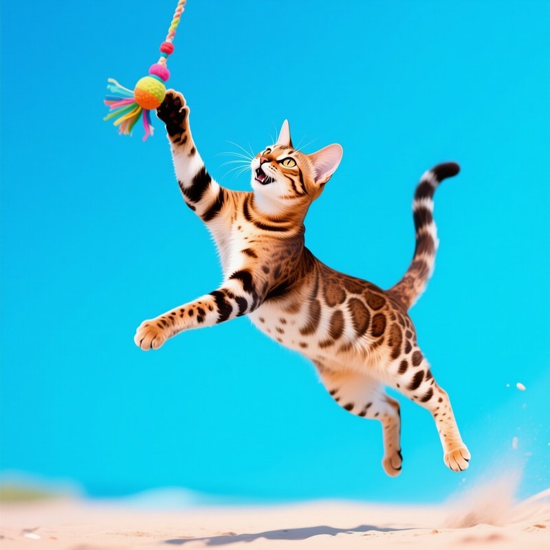 Savannah Cat Playing Toy Air