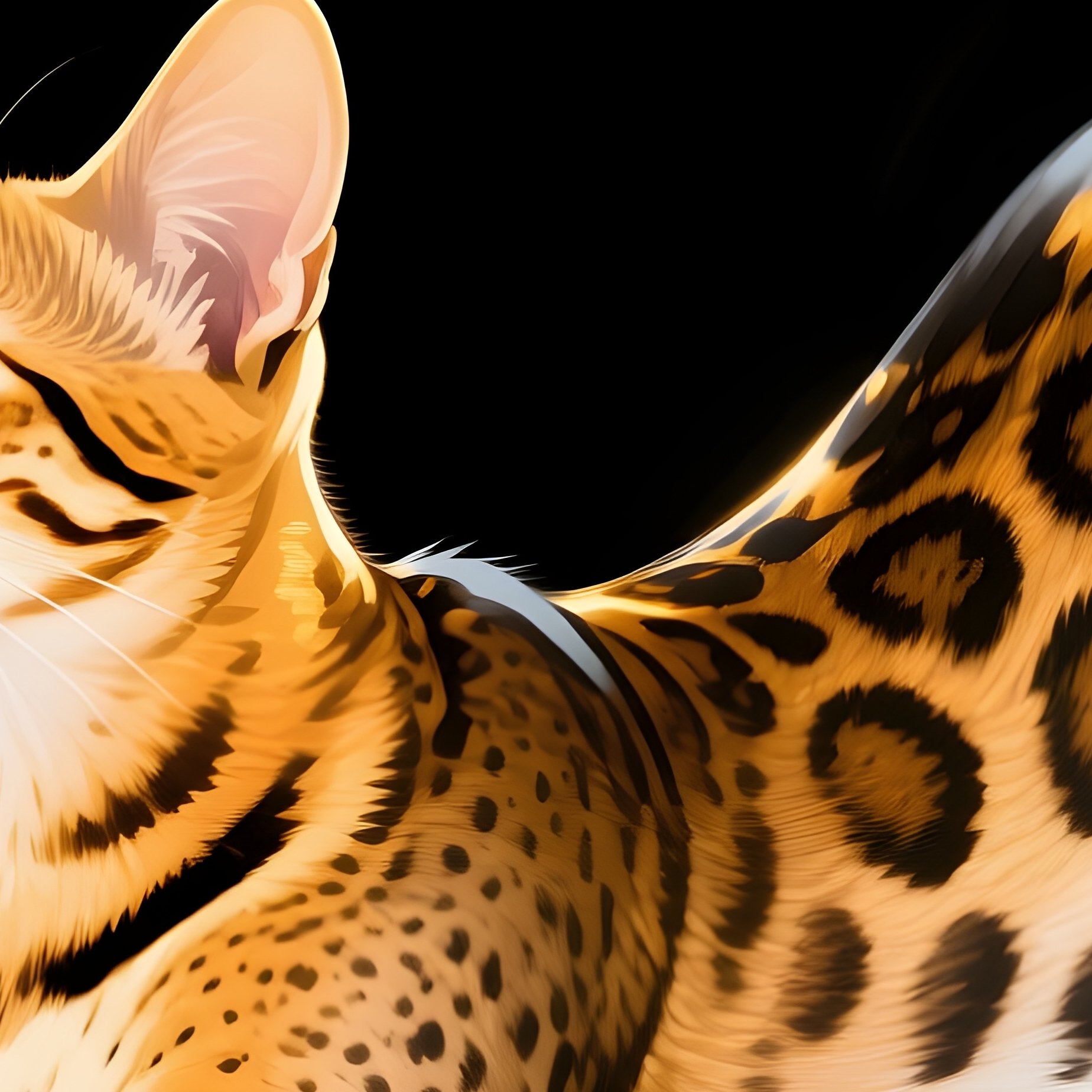 Savannah Cat Stretching Front Legs Forward Art - Full Resolution Quality Preview