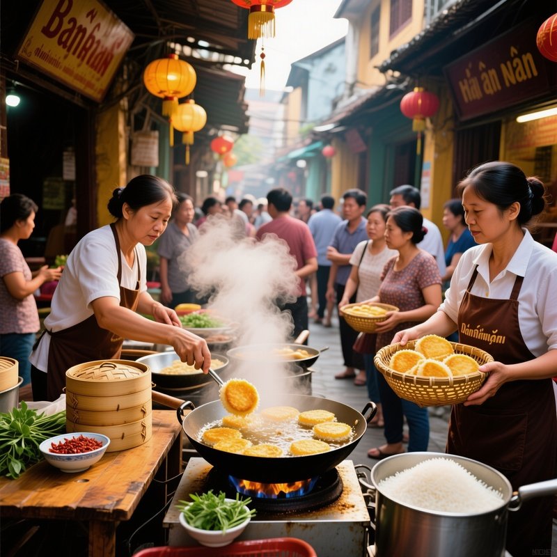 Savory Banh Rice Cake Street Food