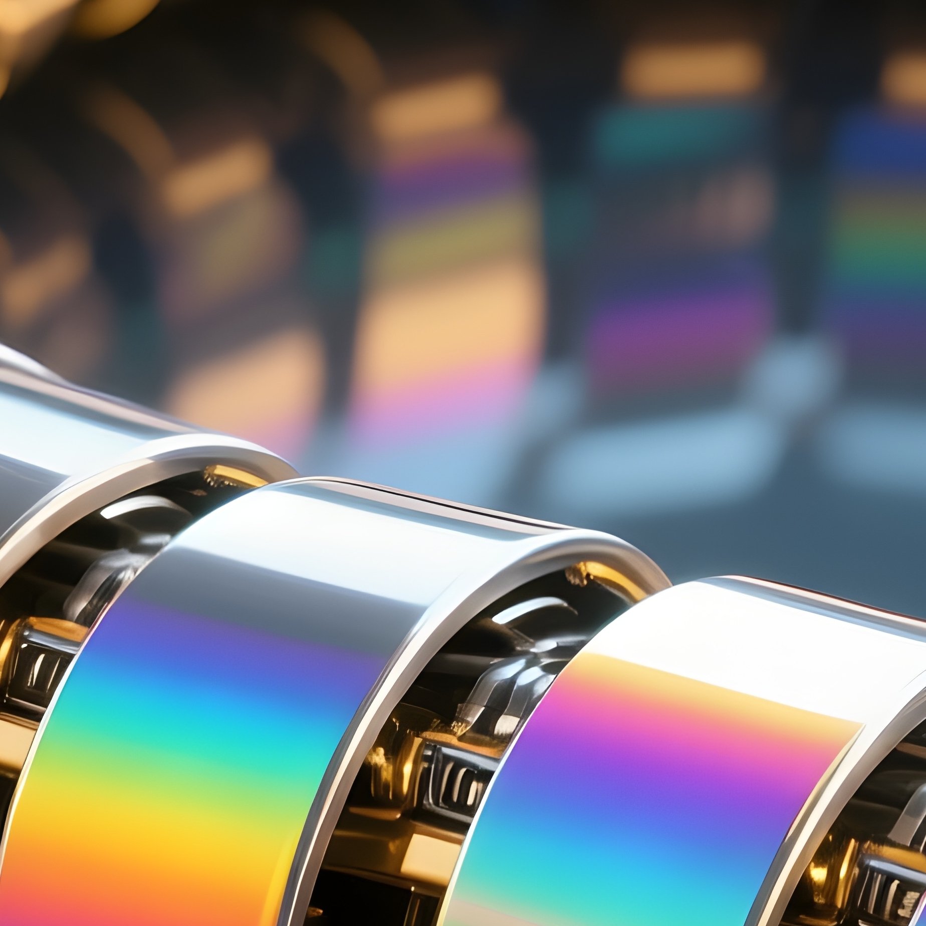 Scale Worm Metallic Overlapping Plates With Rainbow Reflections - Full Resolution Quality Preview