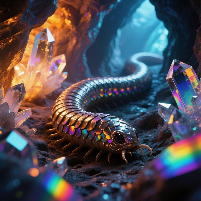 Scale Worm Metallic Overlapping Plates With Rainbow Reflections 2