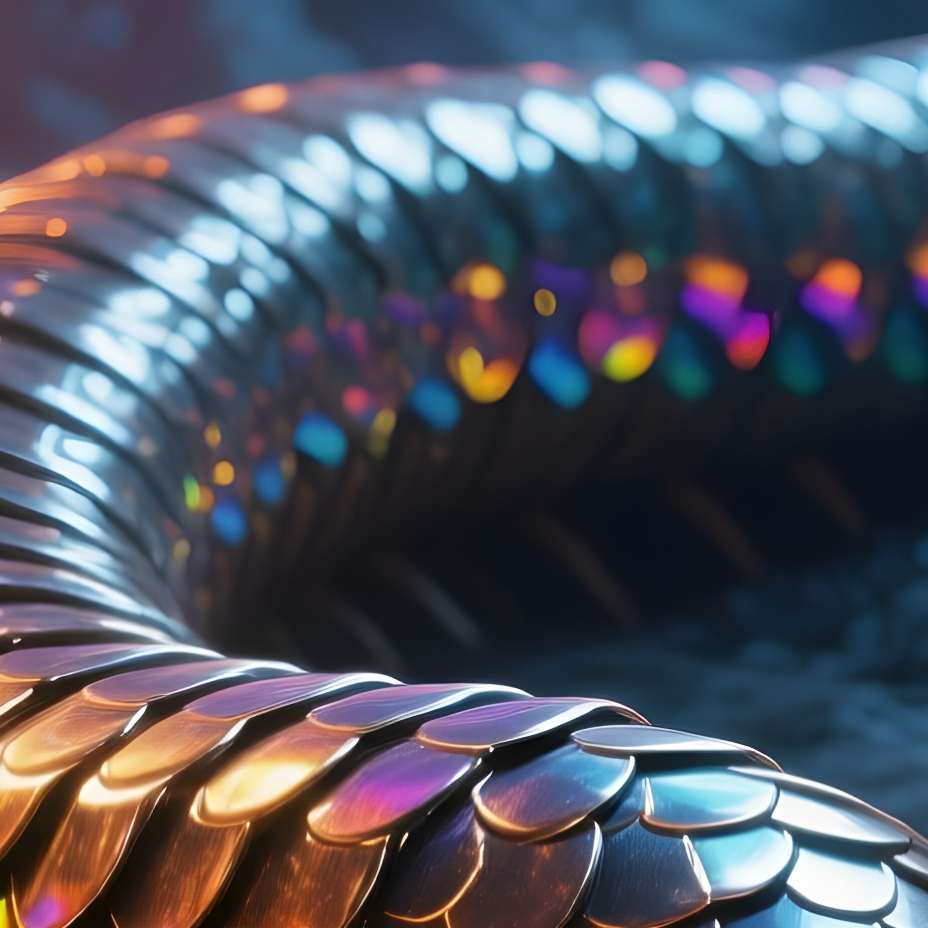 Scale Worm Metallic Overlapping Plates With Rainbow Reflections 2 - Full Resolution Quality Preview