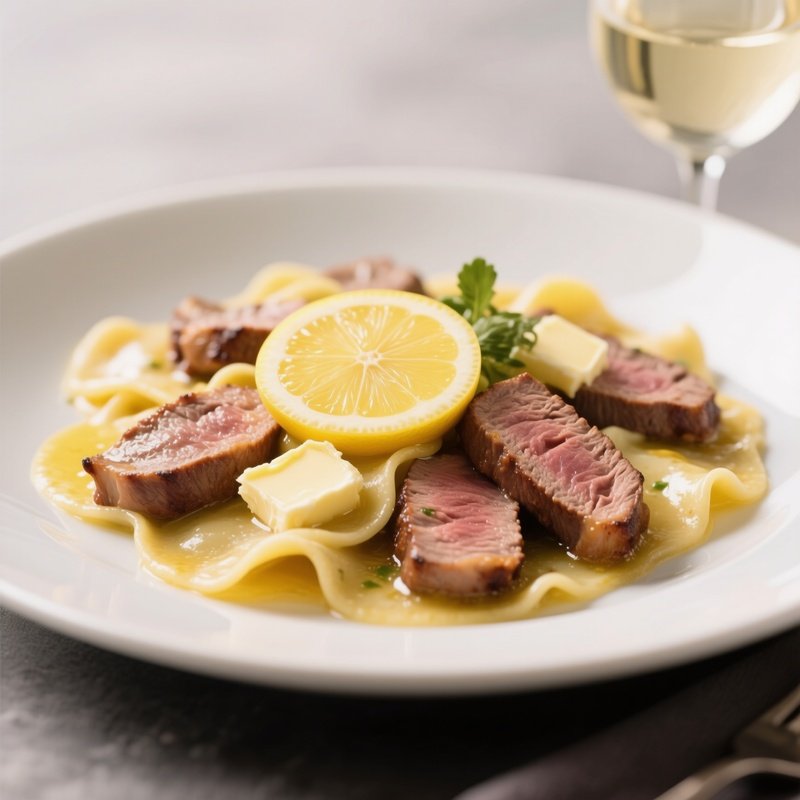 Scaloppine Al Limone Featuring Veal Slices Sautéed And Finished With Lemon Juice, Butter, And White Wine