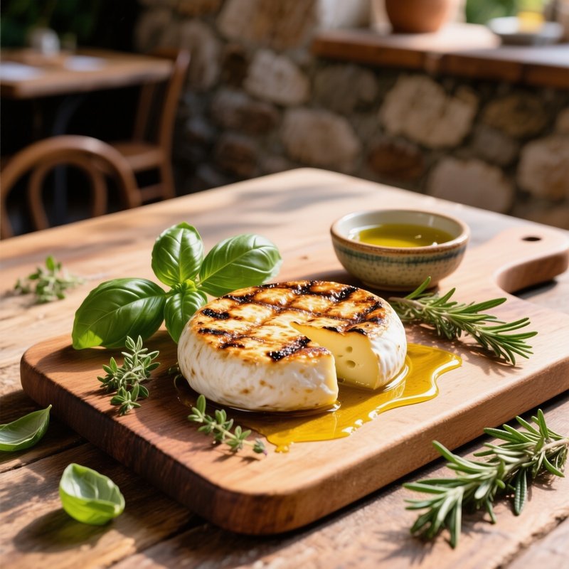 Scamorza All Griglia Grilled Smoked Cheese Served With Olive Oil And Herbs