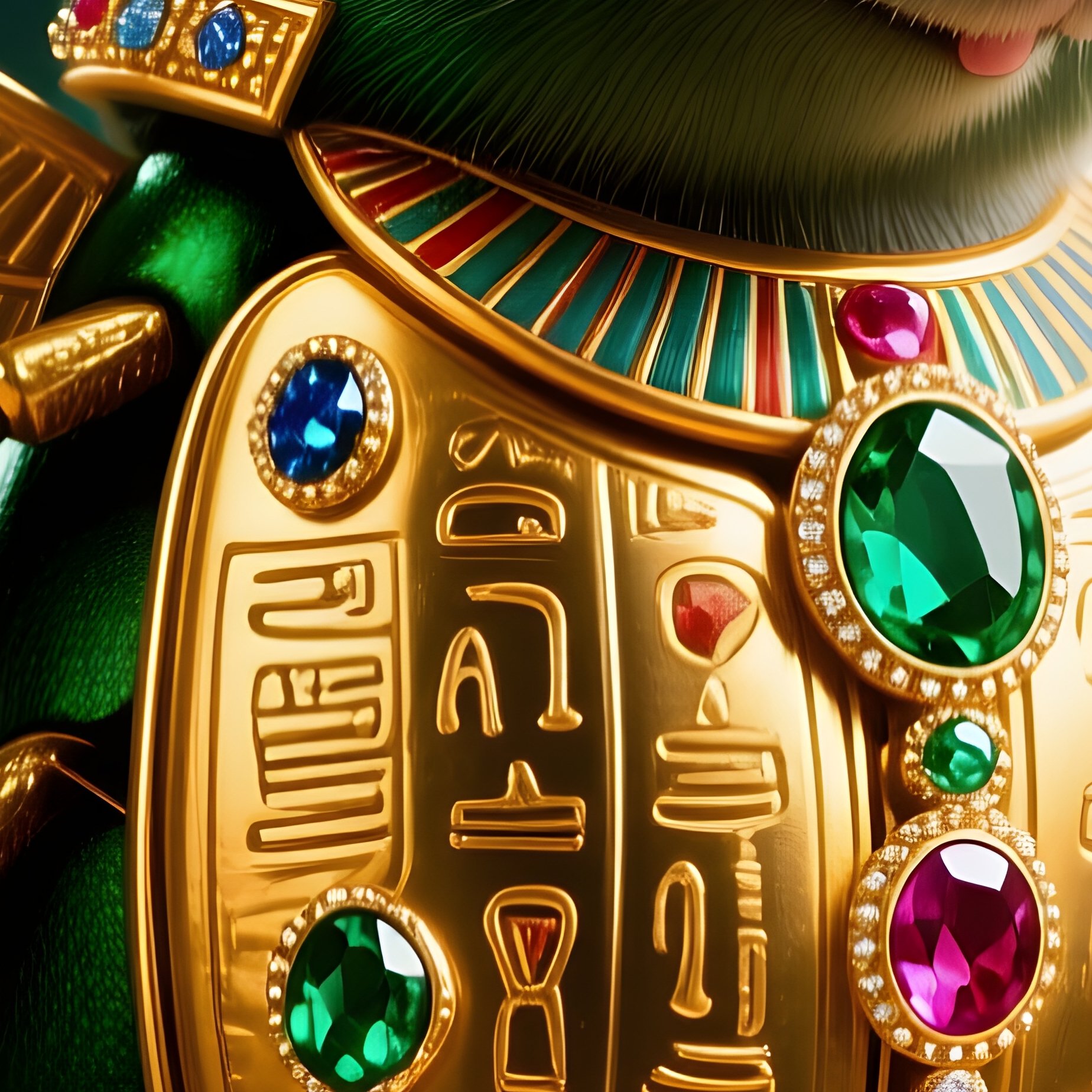 Scarab Beetle Egyptian Style Golden Mouse With Gems - Full Resolution Quality Preview