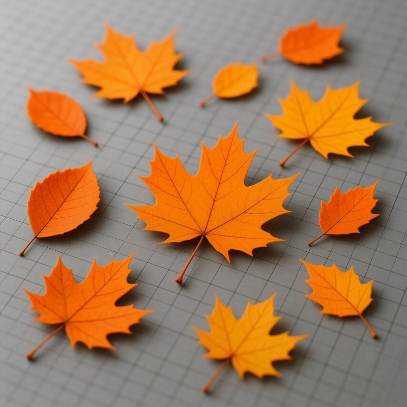 Scattered Autumn Leaves On A Grid Surface Autumn Leaves