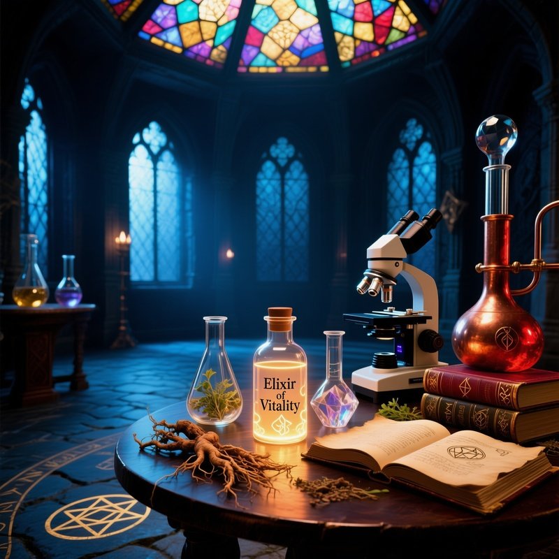 Science Alchemy Medicine Lab With Ancient Herbals