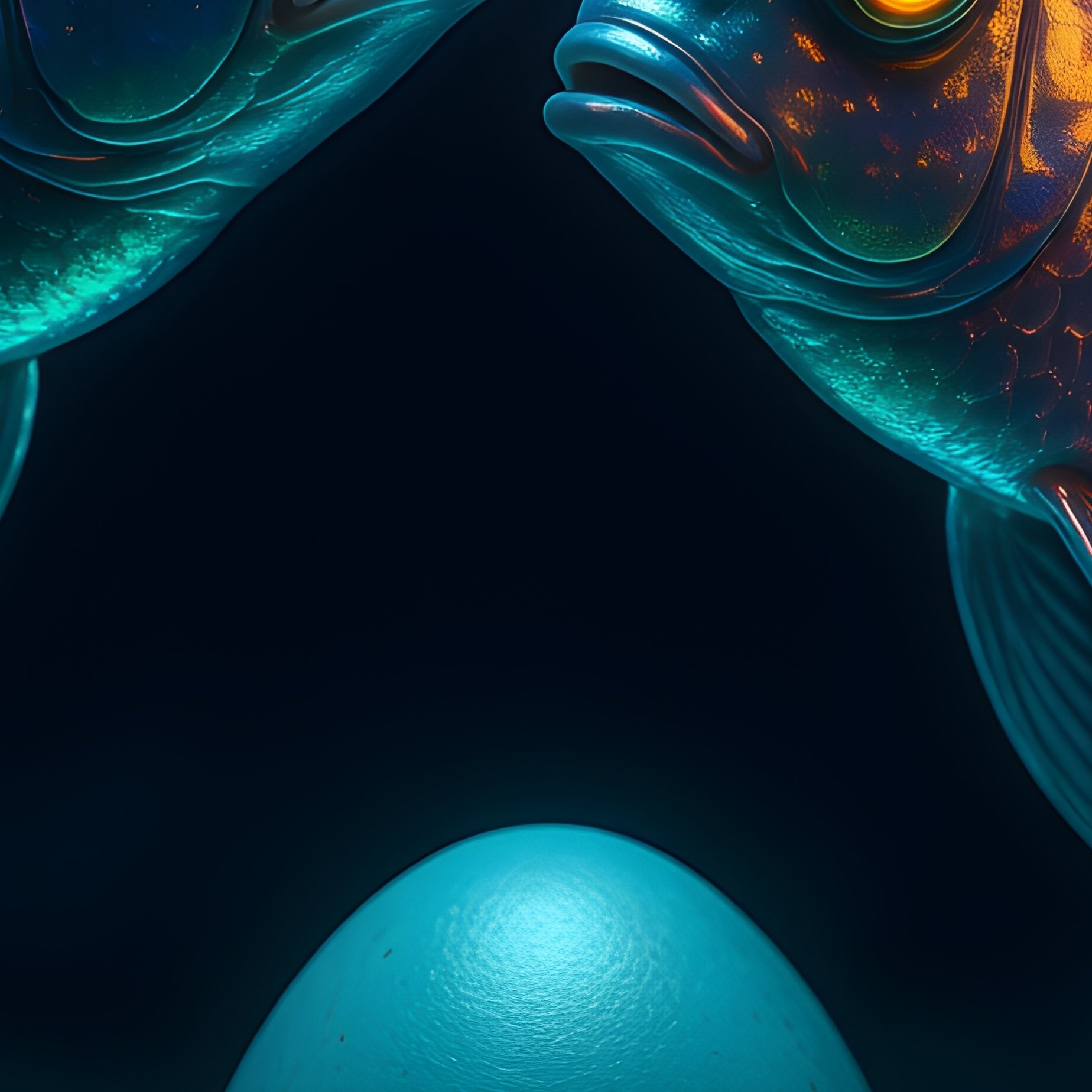 Science Fiction Angelfish Over Eggs - Full Resolution Quality Preview