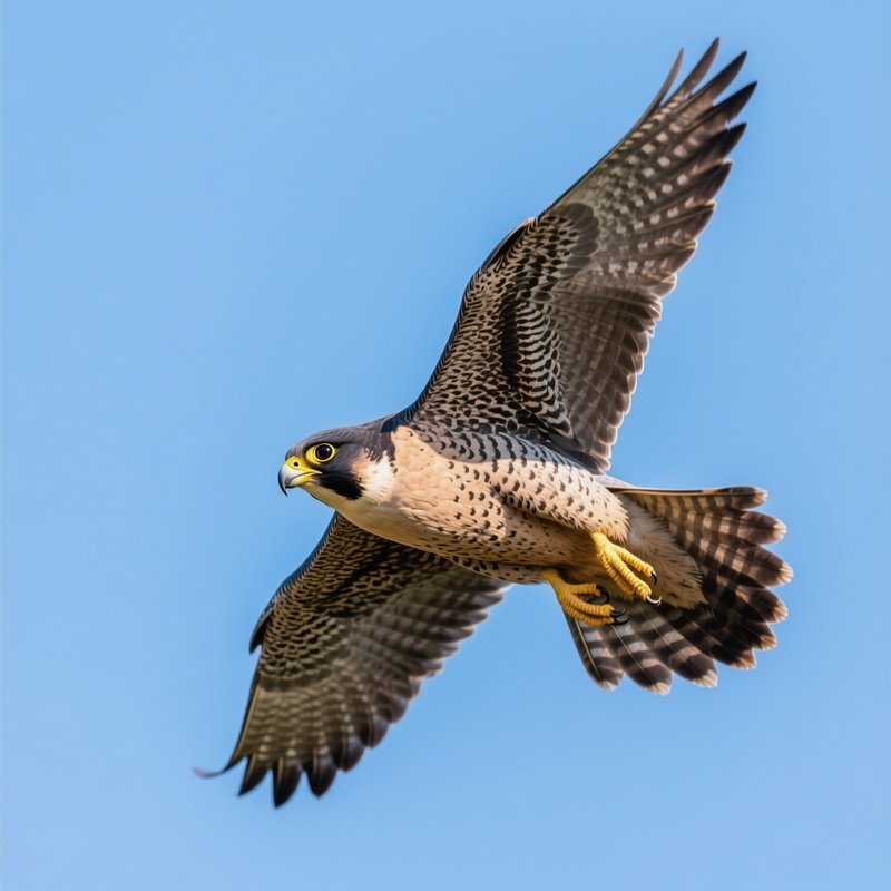 Science-Fiction-Bird-Peregrine-Falcon-Hovering-Midair-With-Focused-Eyes