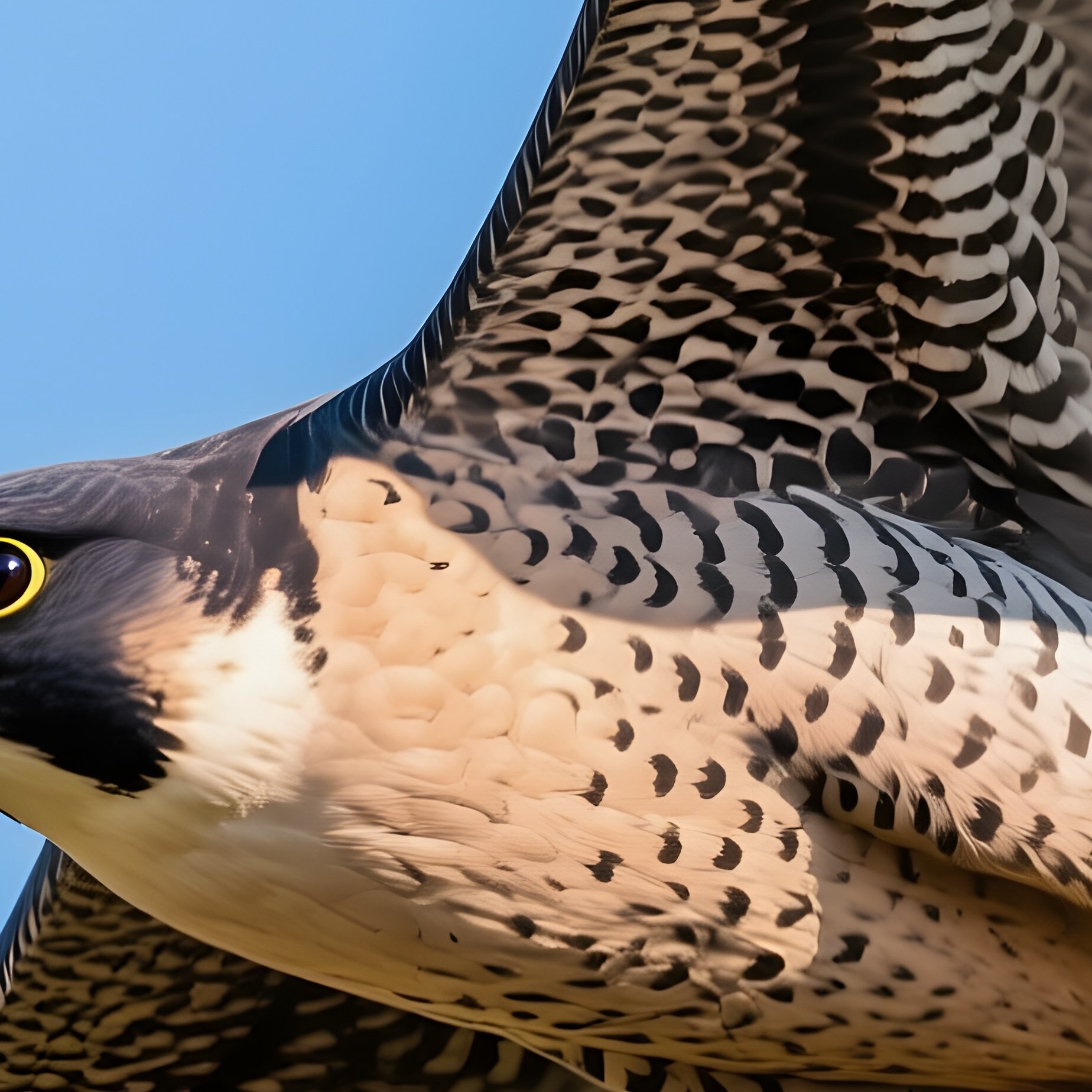 Science-Fiction-Bird-Peregrine-Falcon-Hovering-Midair-With-Focused-Eyes - Full Resolution Quality Preview