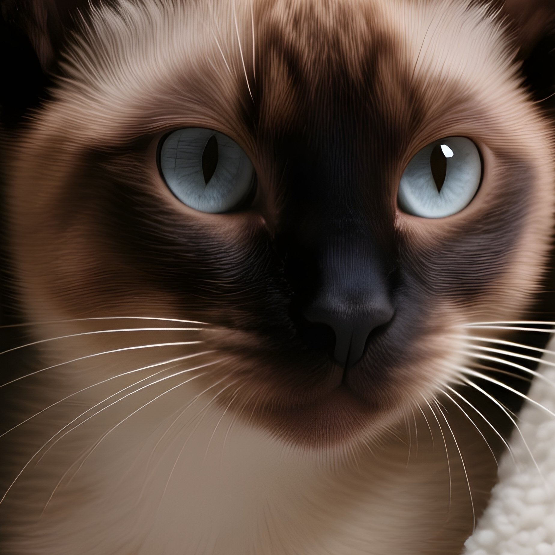 Science Fiction Cat Balinese Peeking Under Blanket - Full Resolution Quality Preview