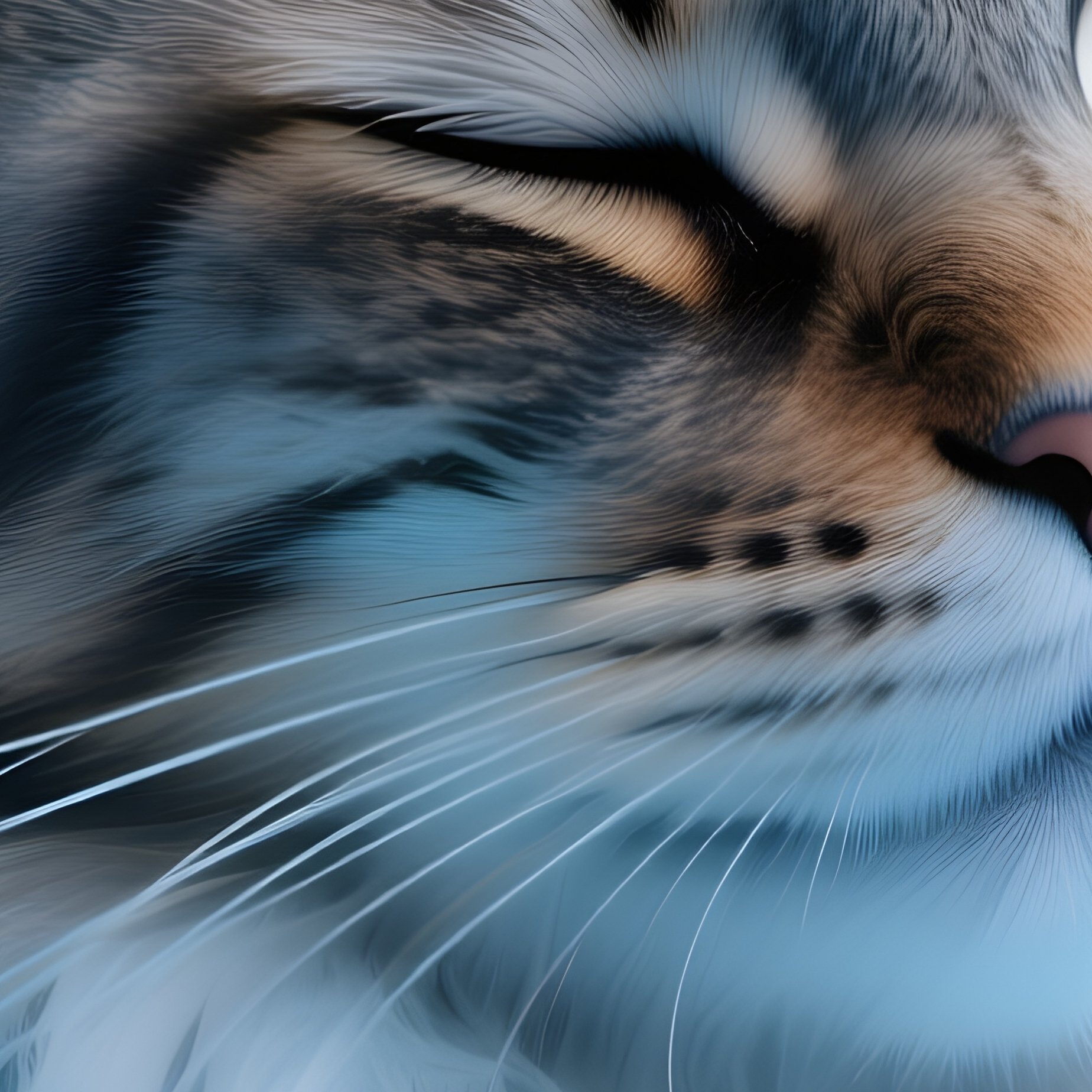 Science Fiction Cat Maine Coon Purring With Eyes Half Closed - Full Resolution Quality Preview