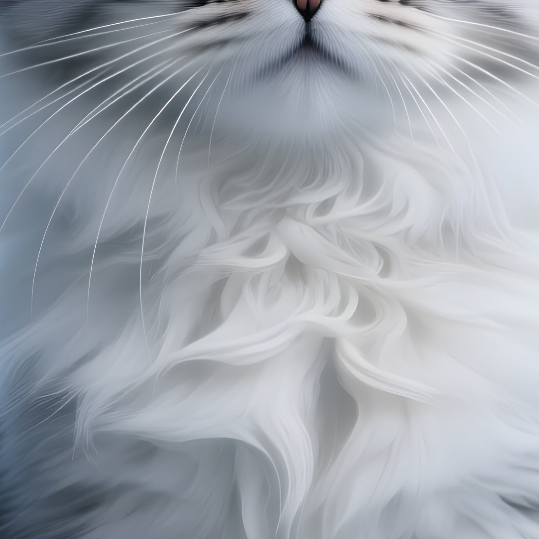 Science Fiction Cat Turkish Van Wide Curious Eyes Sitting - Full Resolution Quality Preview