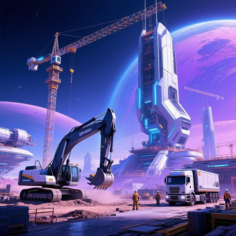 Science Fiction Construction Site Photorealistic Image