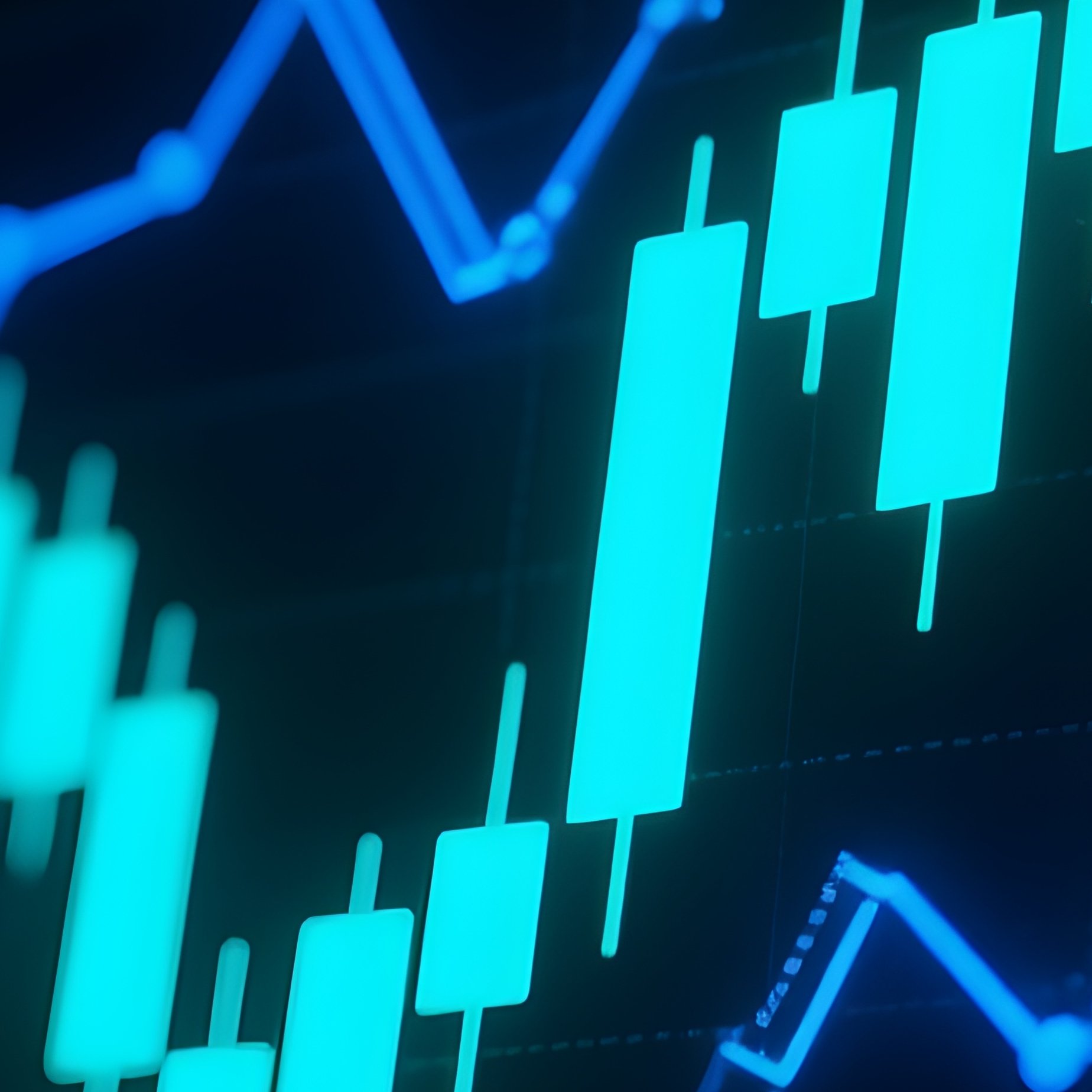 Science Fiction Digital Trading Charts Glowing Blue Green Tones - Full Resolution Quality Preview