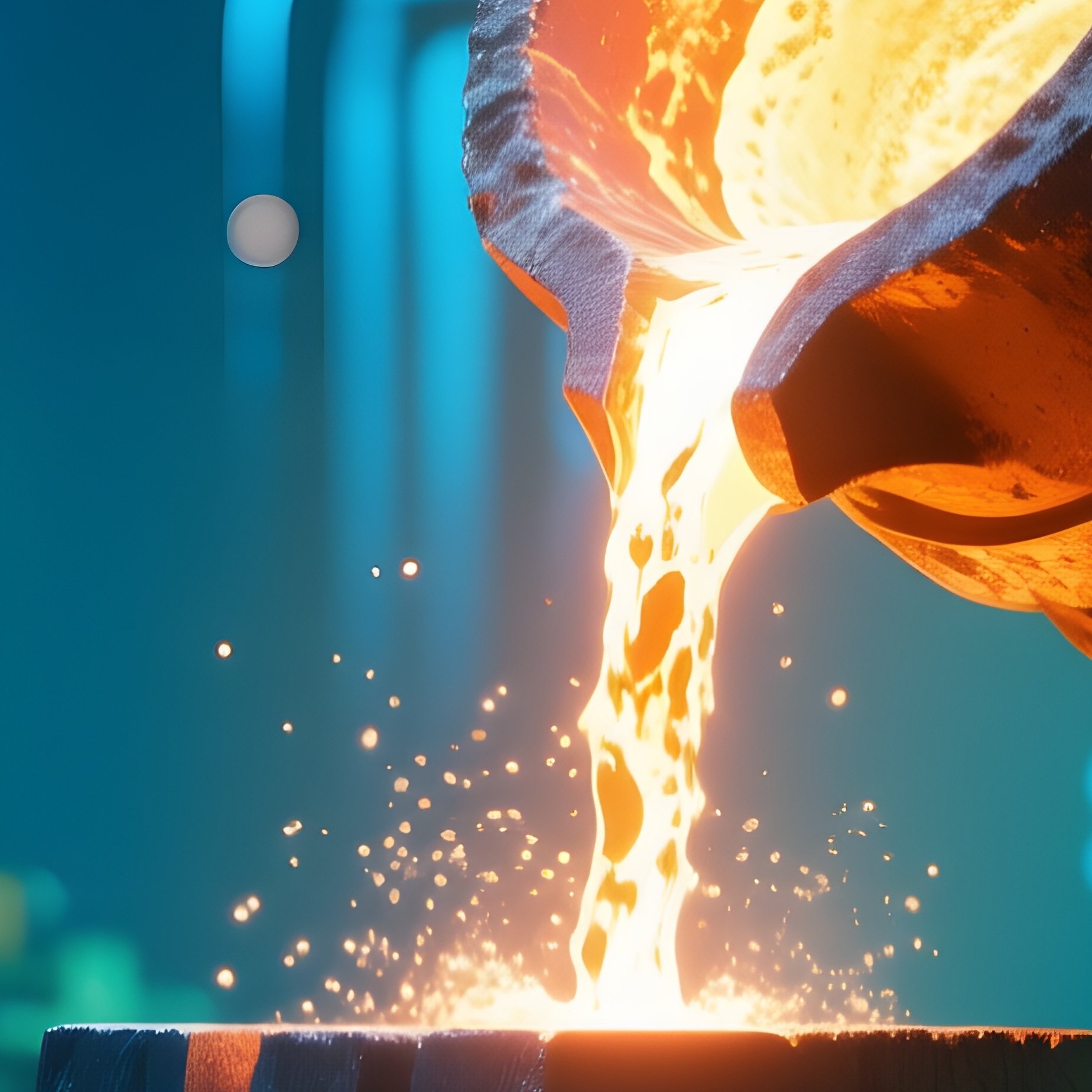 Science Fiction Foundry Pouring Molten Metal - Full Resolution Quality Preview