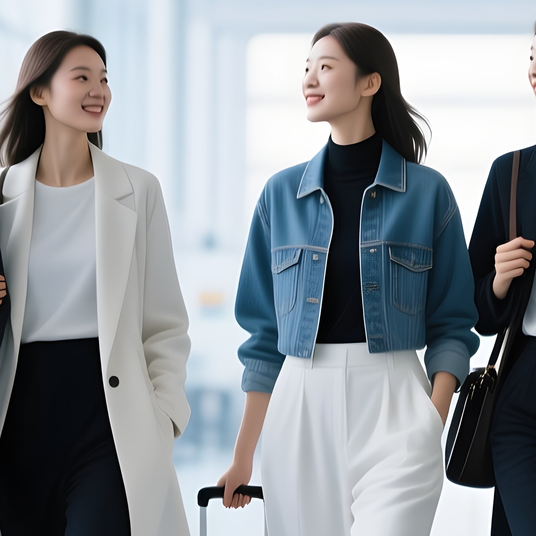 Science Fiction Friends With Stylish Luggage - Full Resolution Quality Preview