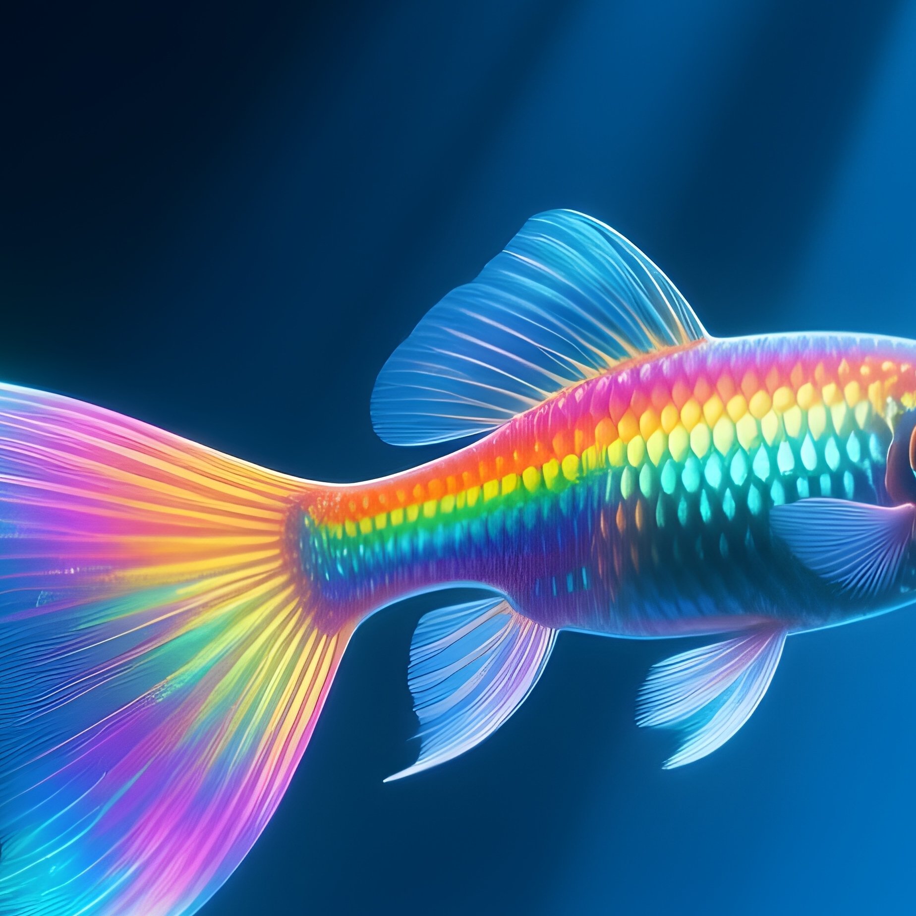 Science Fiction Guppies Explore Rock Cave - Full Resolution Quality Preview