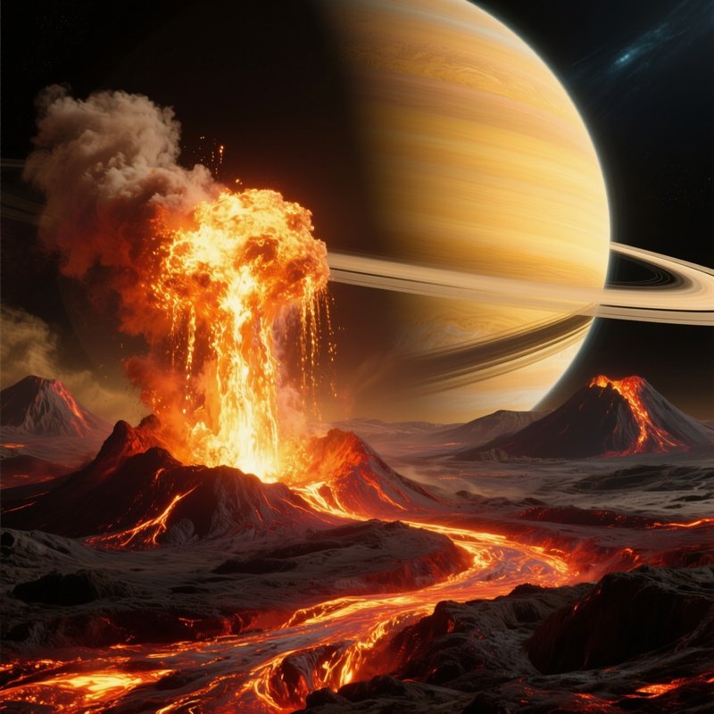 Science Fiction Imagery Of Io Volcanic Eruptions Glowing Lava