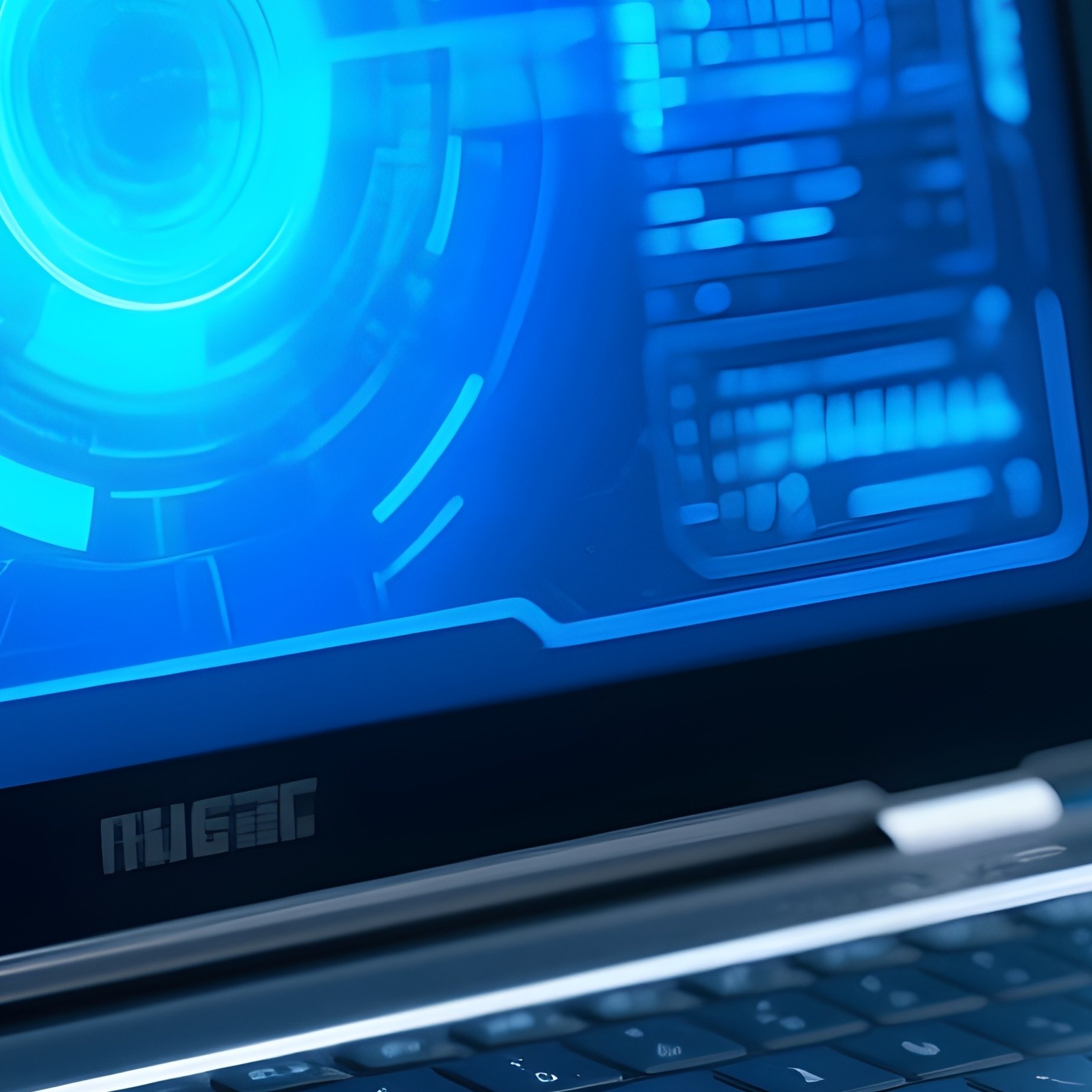 Science Fiction Laptop Blue Terminal Screen - Full Resolution Quality Preview