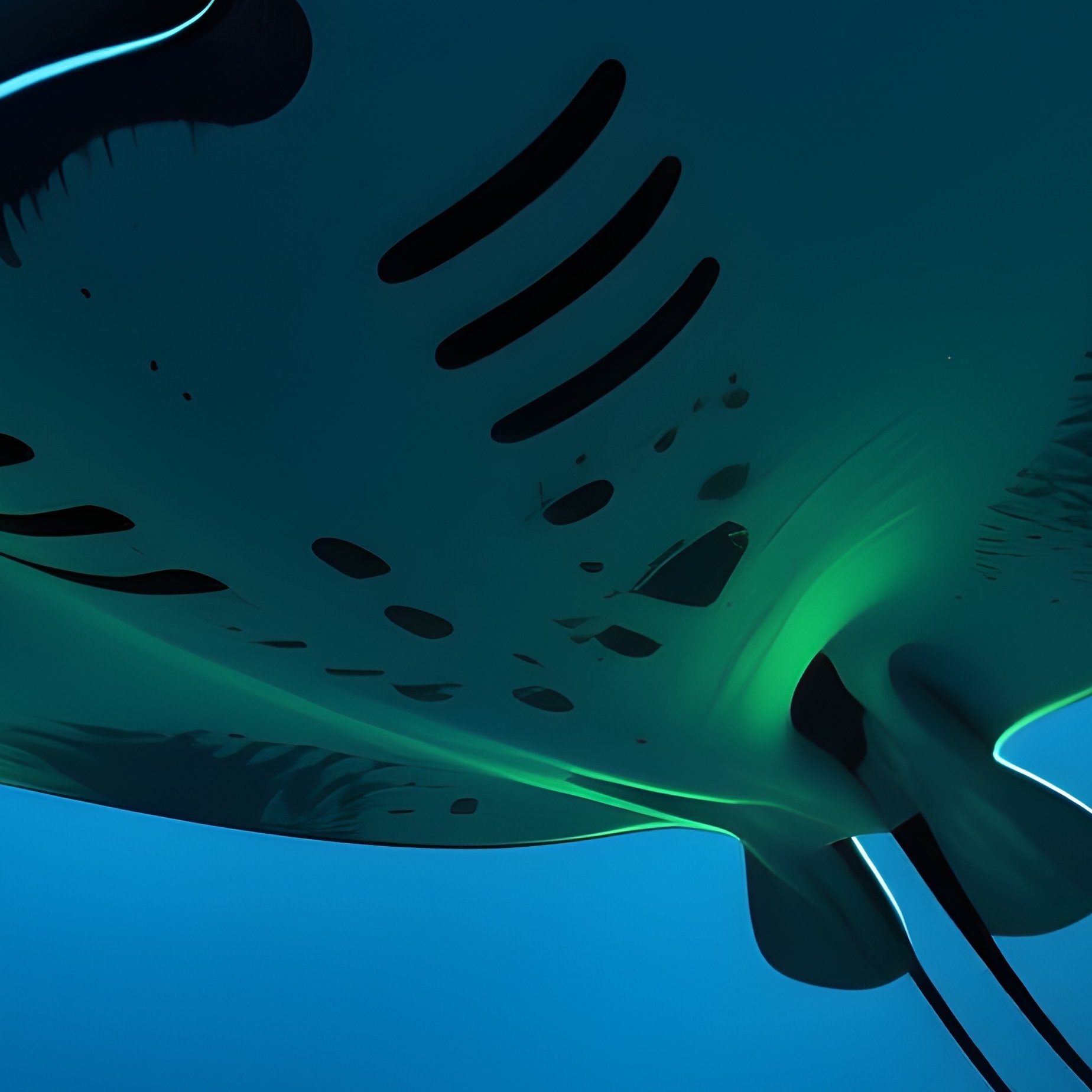 Science Fiction Manta Ray With Glowing Jellyfish - Full Resolution Quality Preview