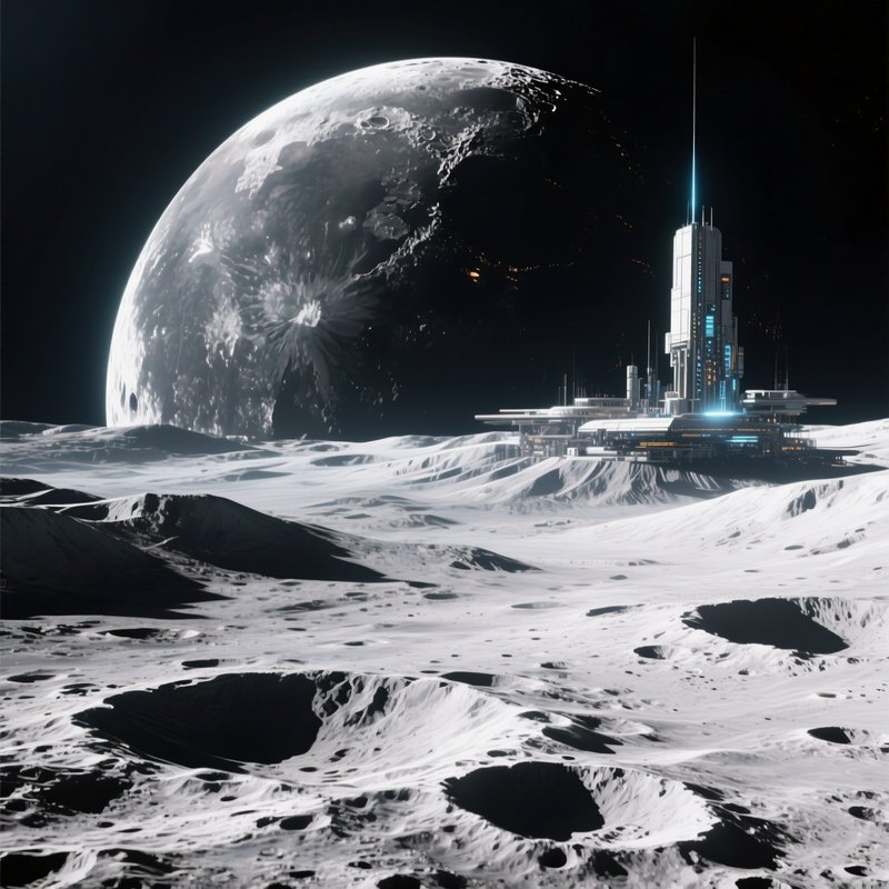 Science Fiction Moon Under Starlight