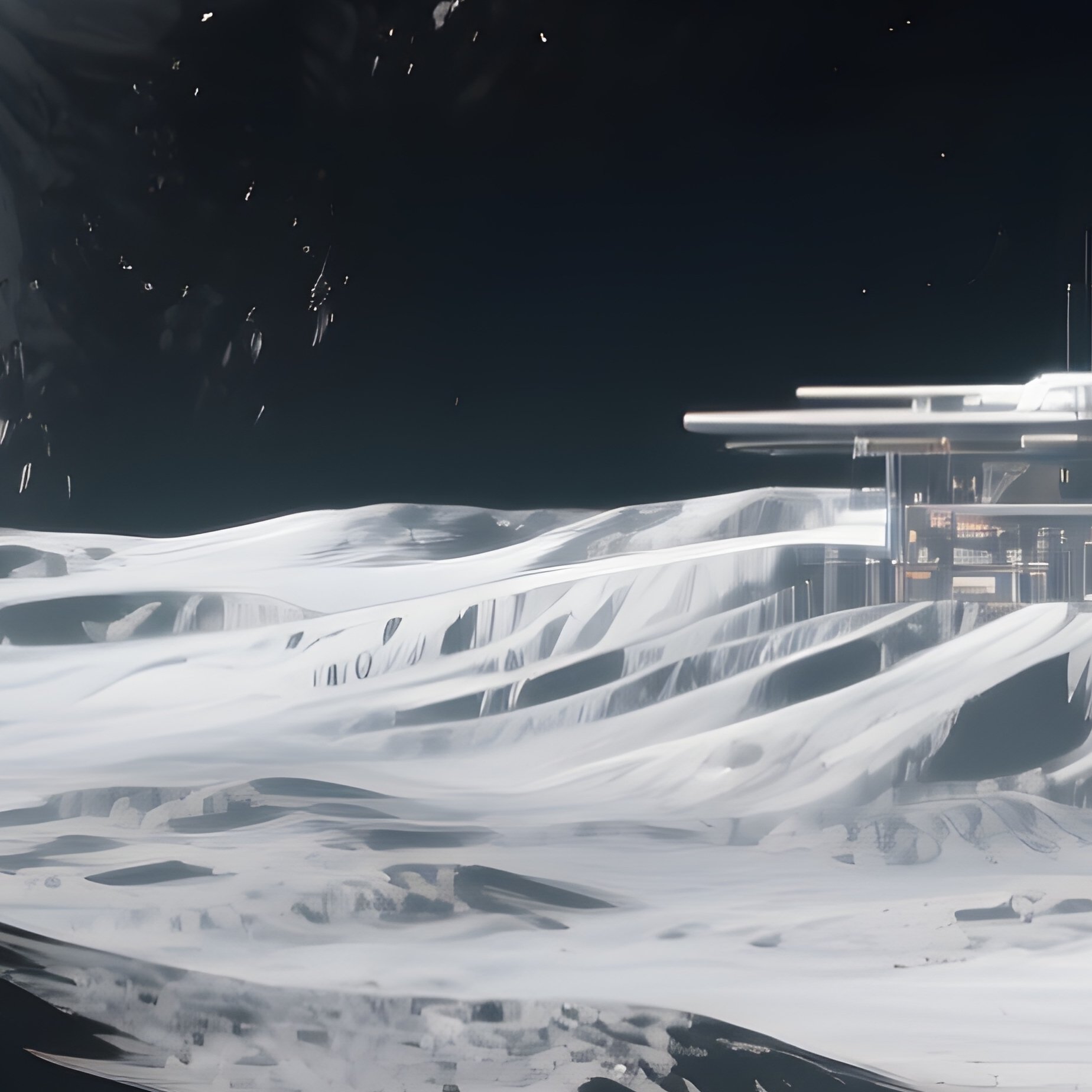 Science Fiction Moon Under Starlight - Full Resolution Quality Preview