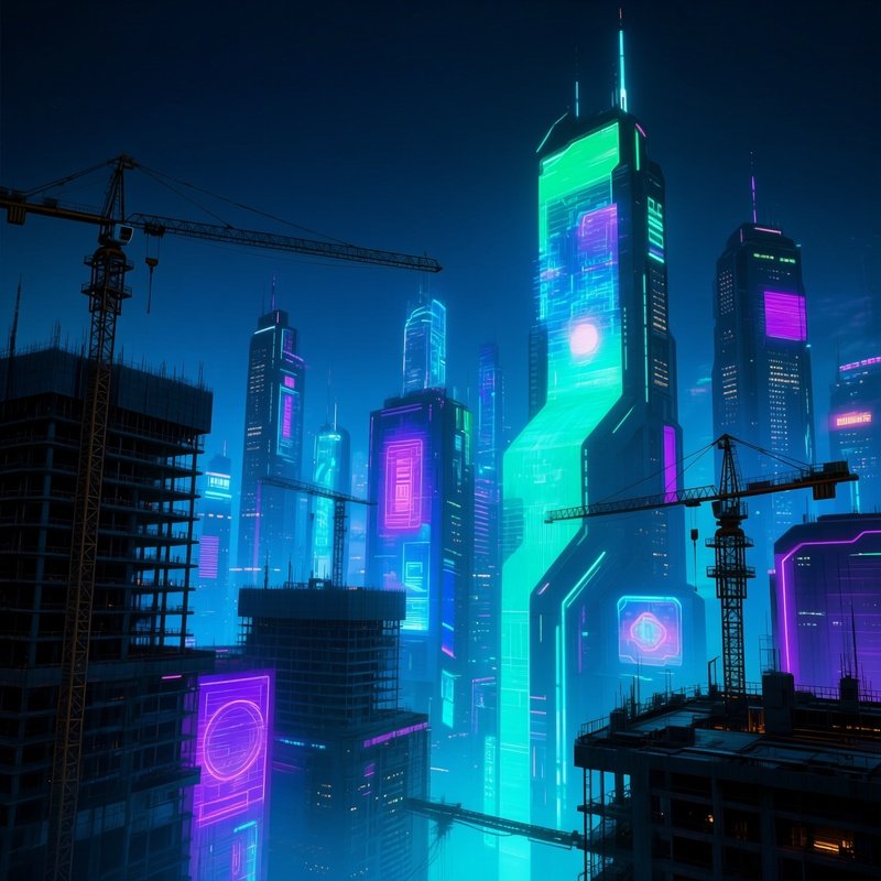 Science Fiction Night City Skyline