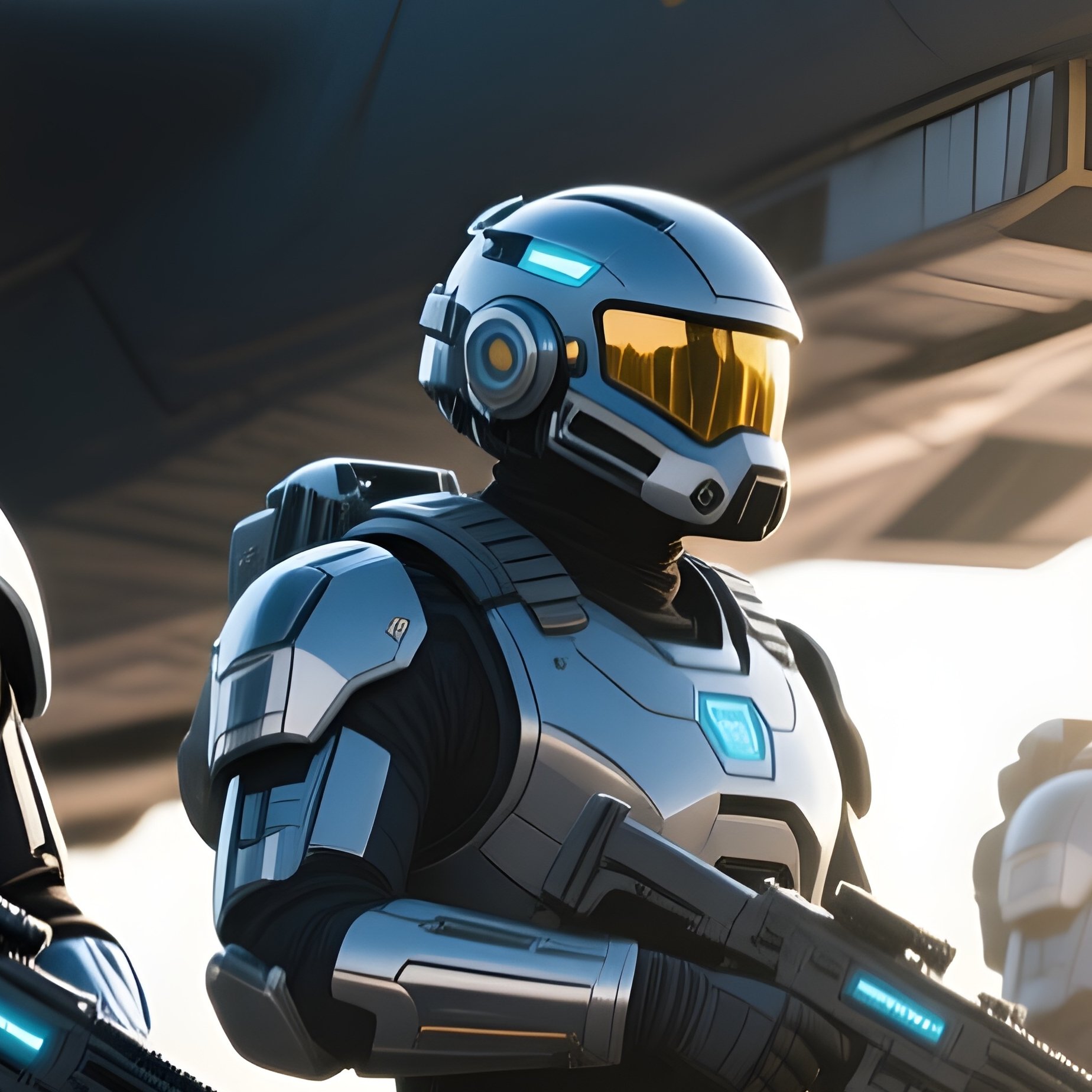 Science Fiction Paratroopers Ready By Plane - Full Resolution Quality Preview