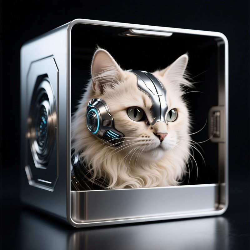 Science Fiction Persian Cat Head In Box
