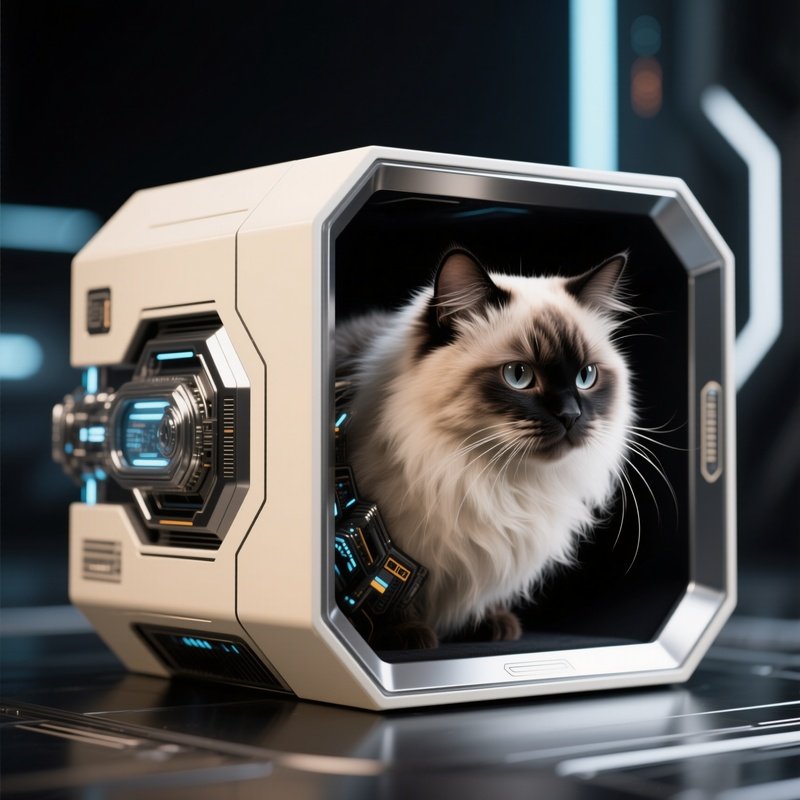 Science Fiction Persian Cat Head In Box Variant