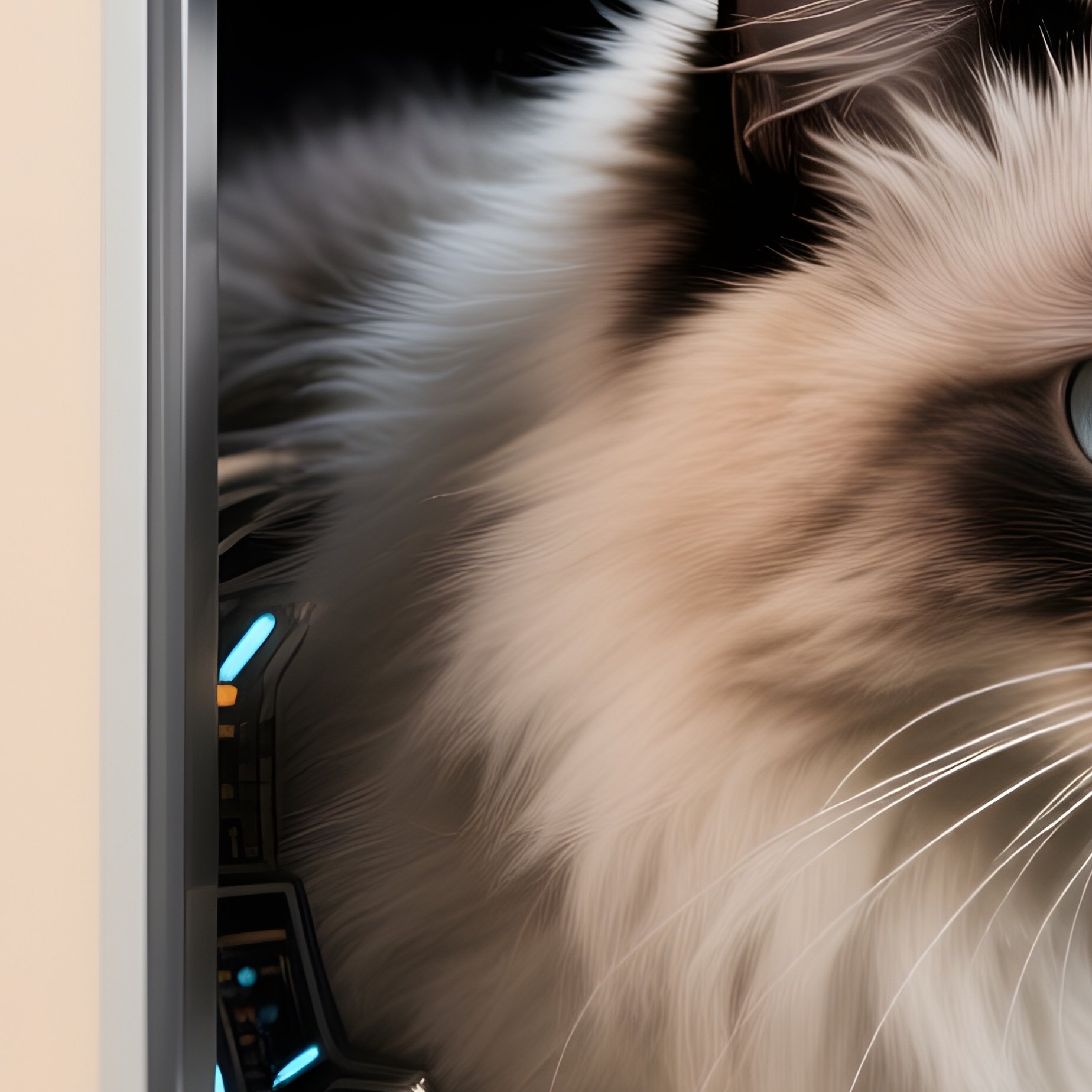 Science Fiction Persian Cat Head In Box Variant - Full Resolution Quality Preview