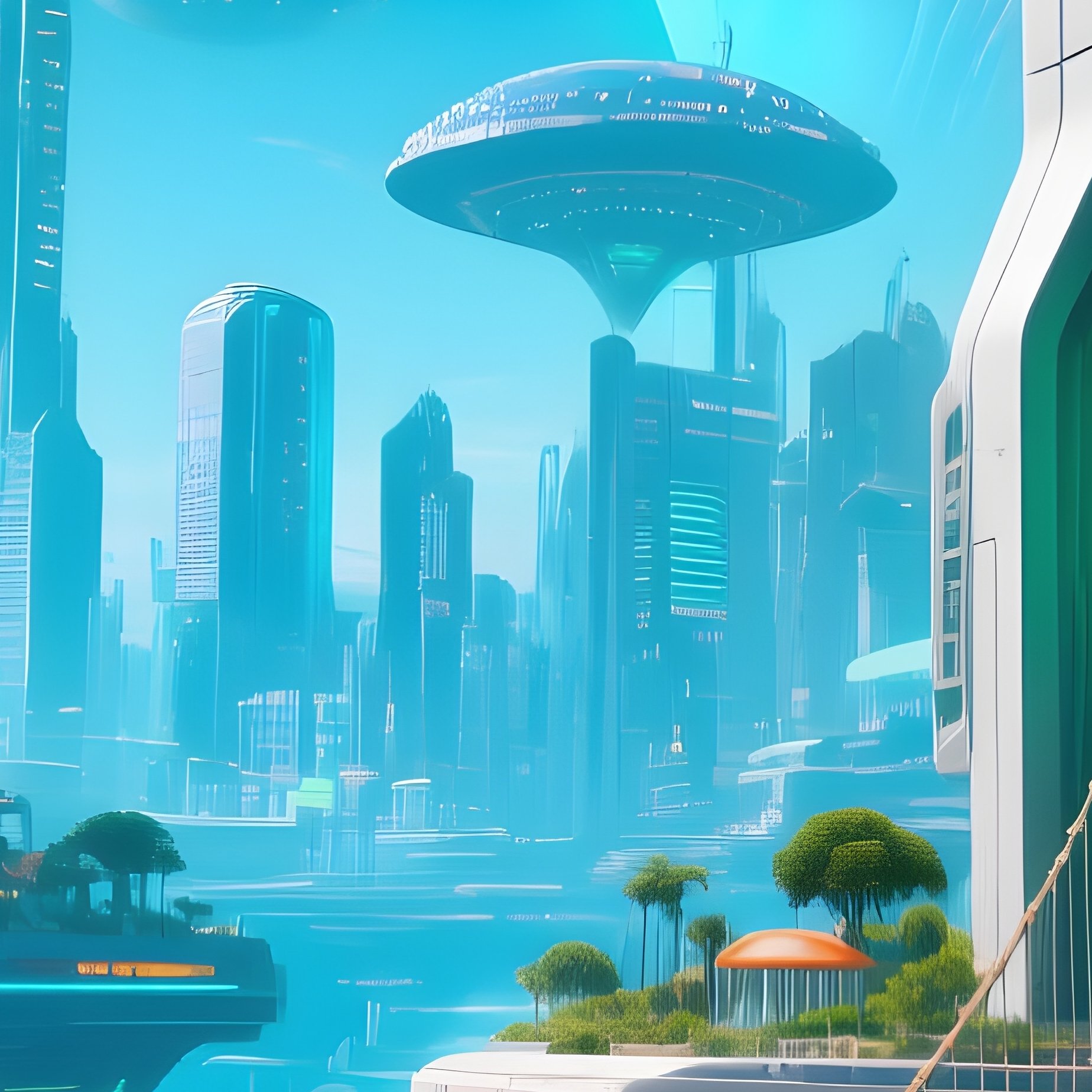 Science Fiction Rope Bridge Playground Towers - Full Resolution Quality Preview