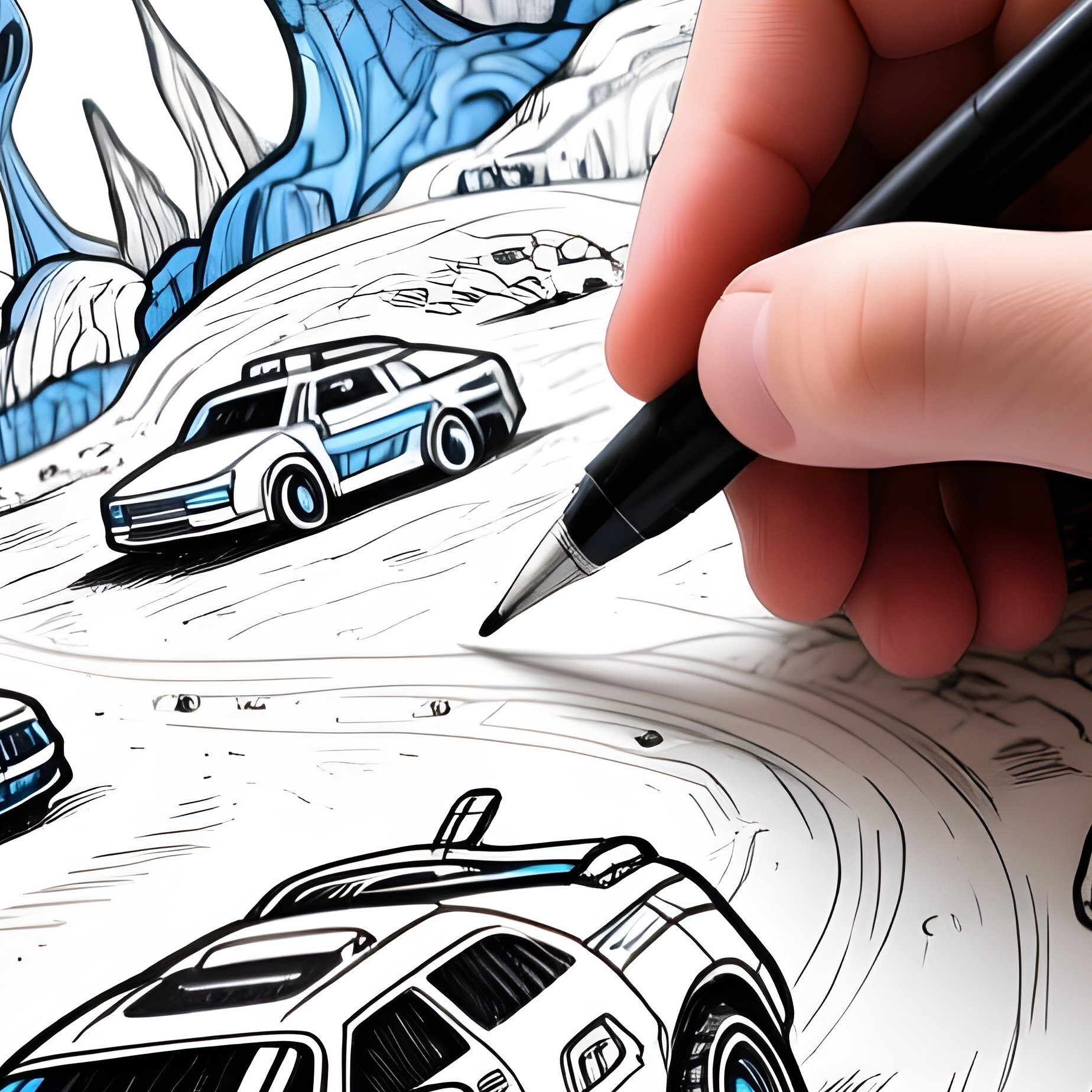 Science Fiction Sketching In Notebook - Full Resolution Quality Preview