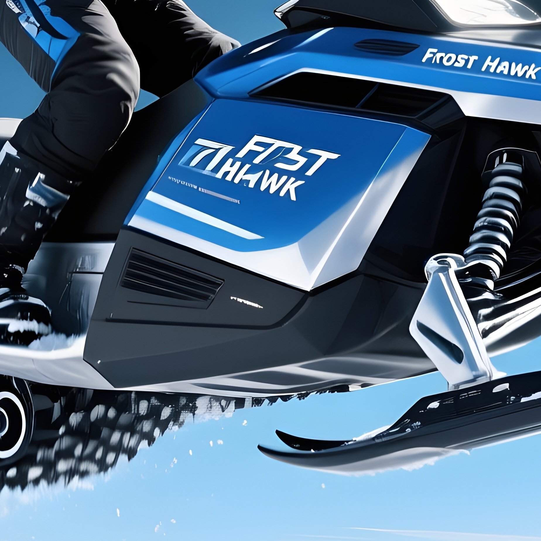 Science Fiction Snowmobiler Leaping Over Frozen Canyons Science - Full Resolution Quality Preview