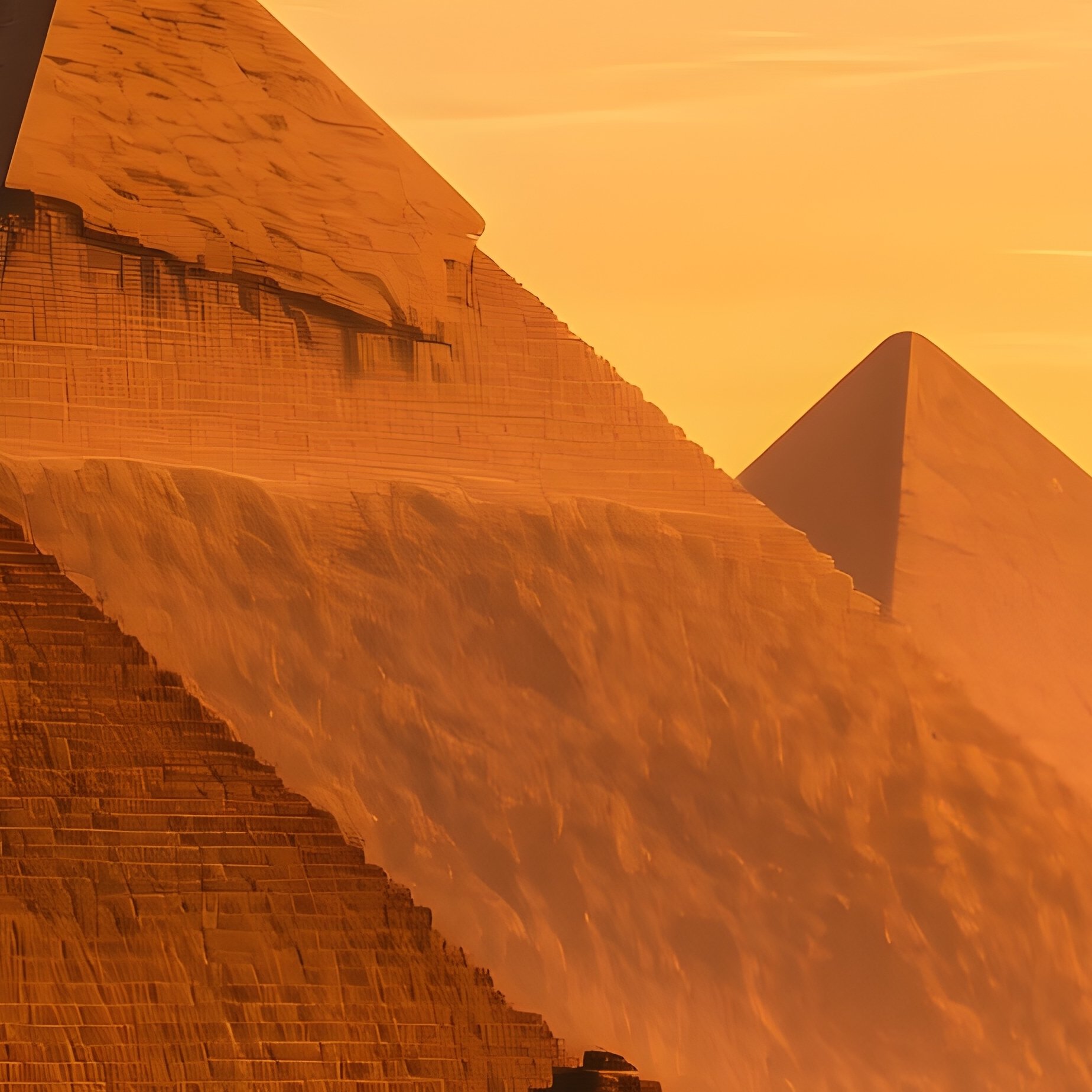 Science Fiction Sunset Giza Pyramids Shadows - Full Resolution Quality Preview