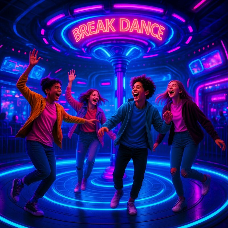 Science Fiction Teens Laughing Break Dance Ride