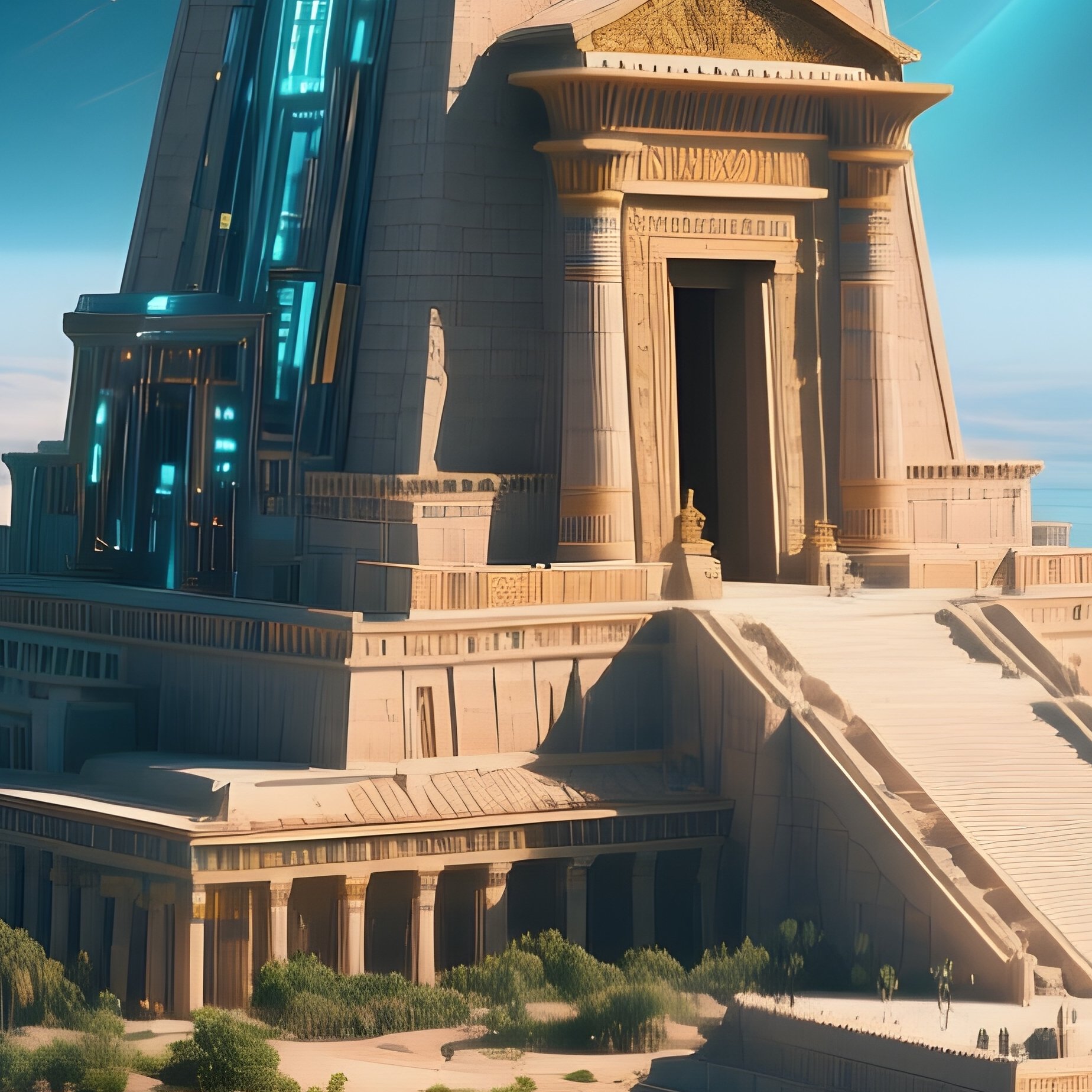 Science Fiction Temple Of Philea Island Calm Nile Water - Full Resolution Quality Preview