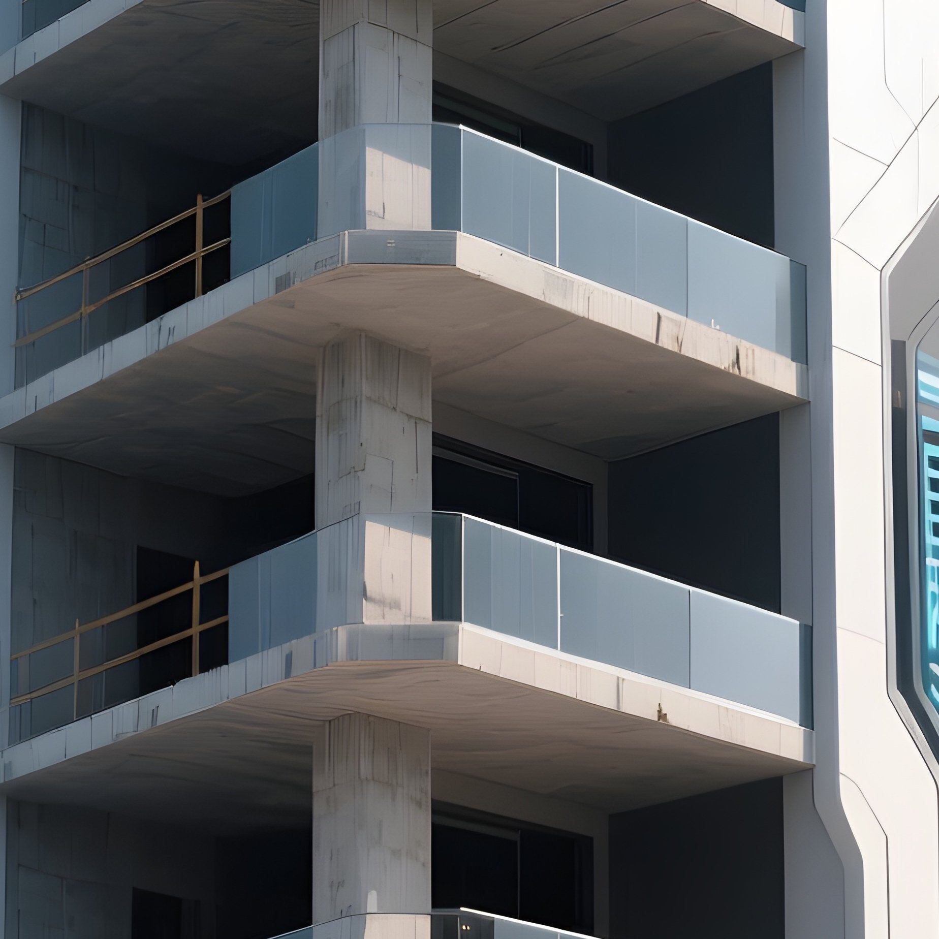 Science Fiction Uncompleted Apartment Complex Scaffolding - Full Resolution Quality Preview