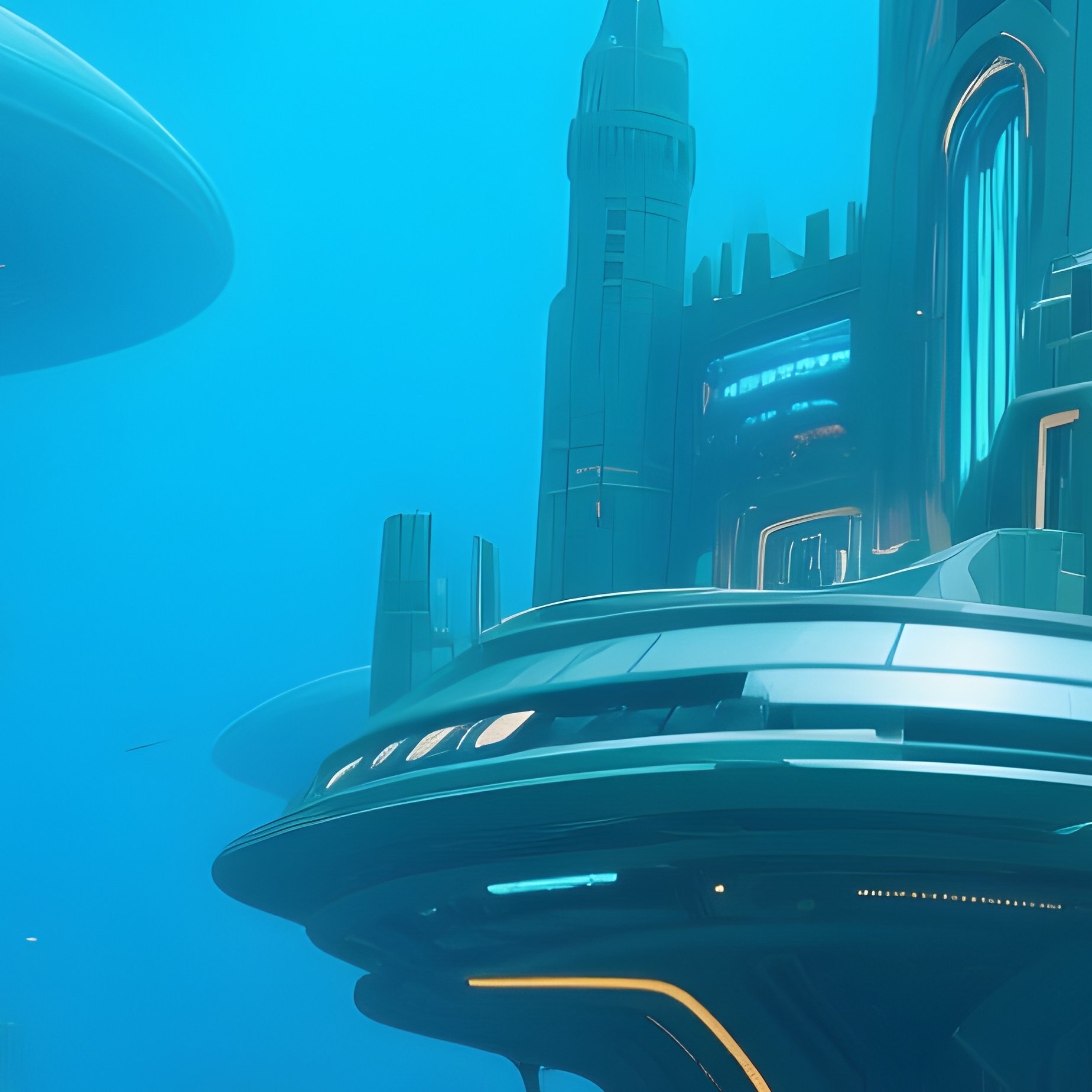 Science Fiction Underwater Castle - Full Resolution Quality Preview