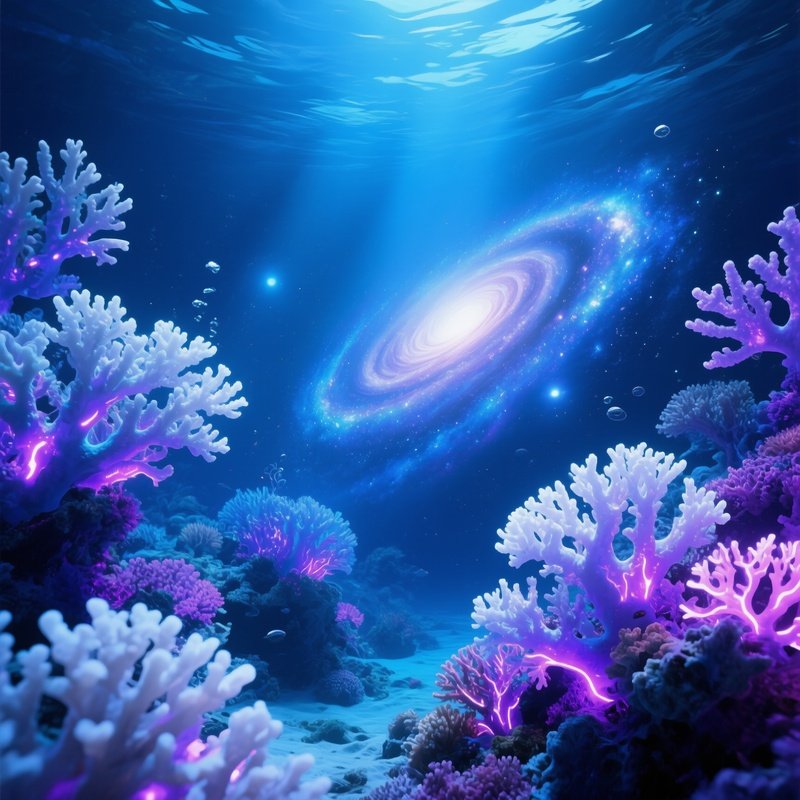 Science Fiction Underwater Spiral Galaxy Coral Reef