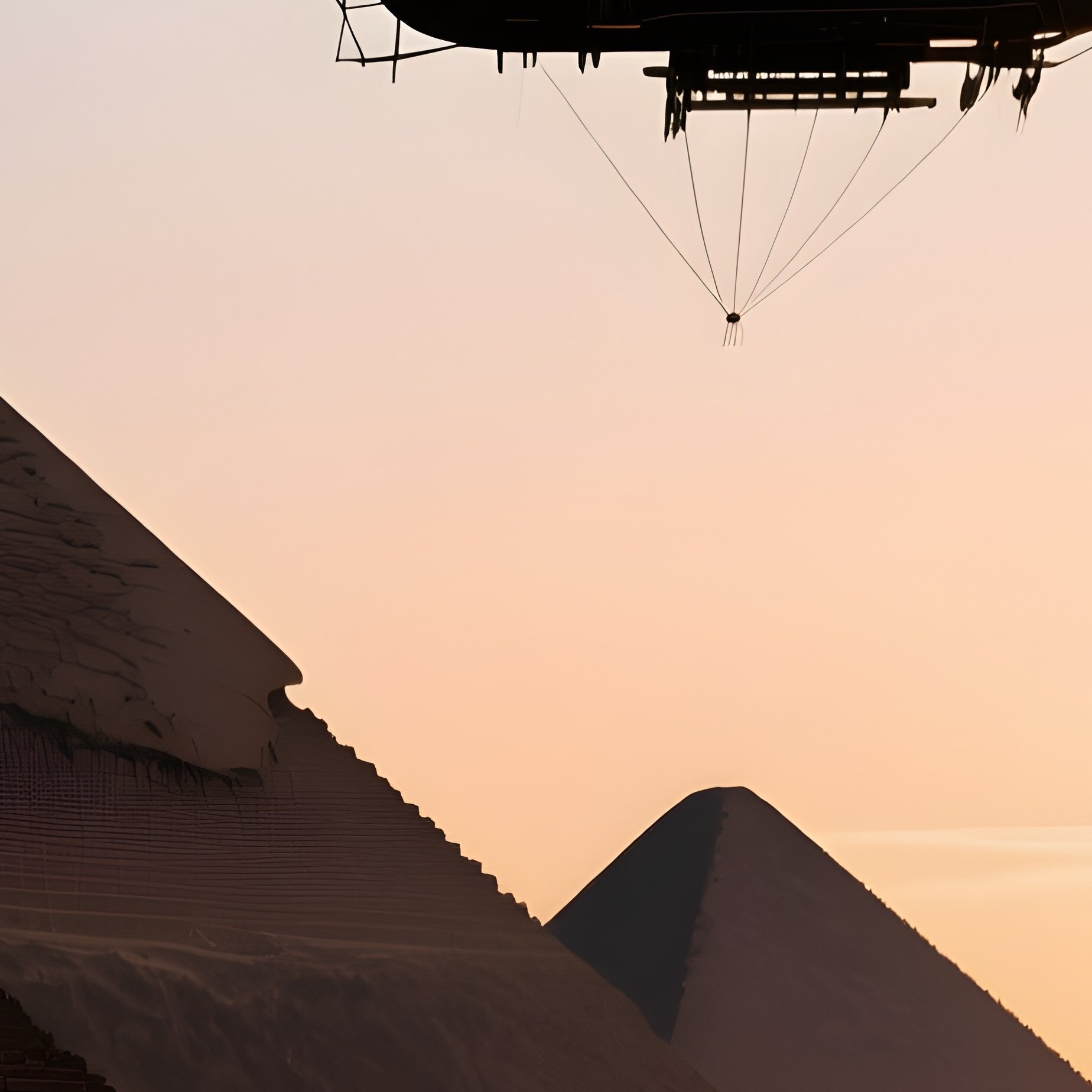 Science Fiction Zeppelin Over Giza Plateau - Full Resolution Quality Preview